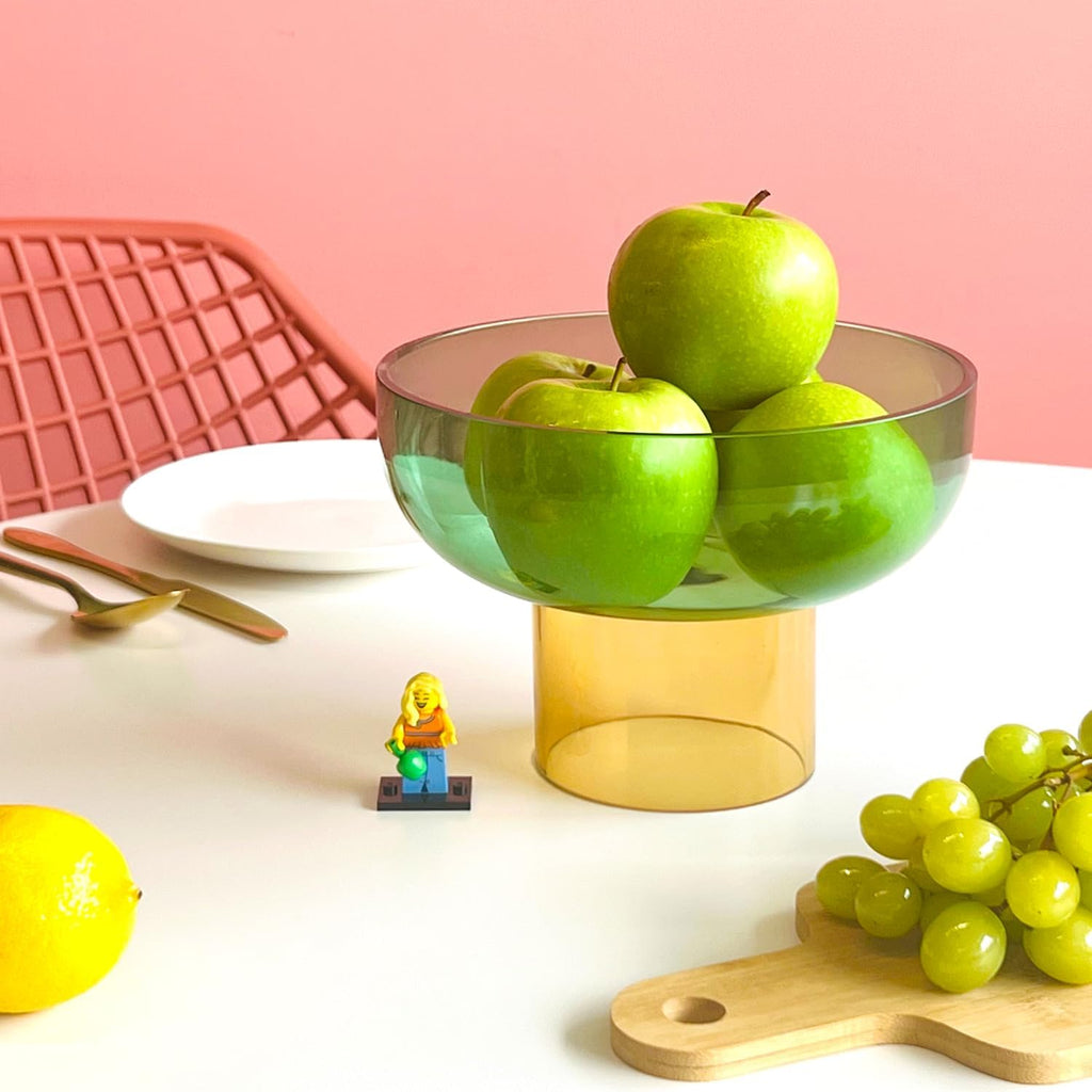 Green and Yellow Reversible Decorative Glass Bowl