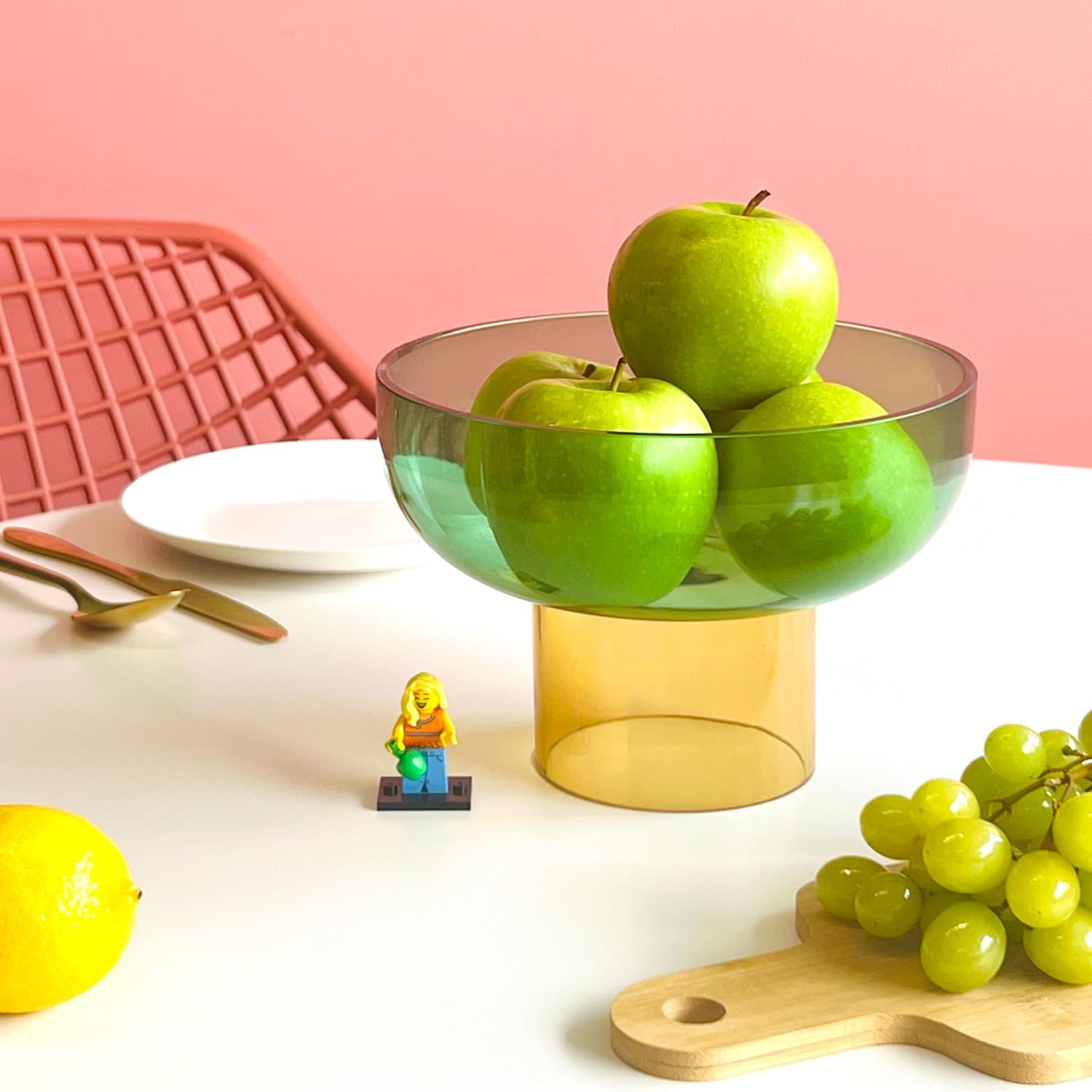 Green and Yellow Reversible Decorative Glass Bowl