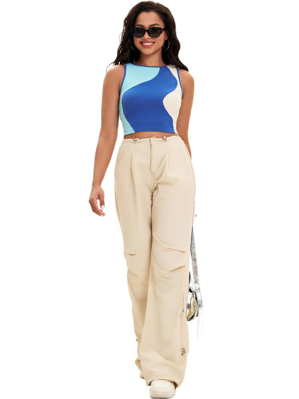 Crop Tank Tops mer Color Block Ribbed Tops