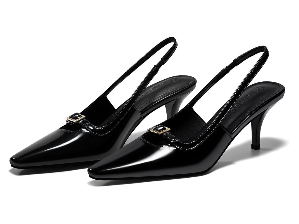 Womens Kitten Heels Slingback Dress Shoes Buckle Office Work Pumps Shoes