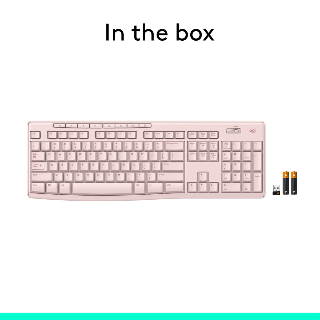 Rose Wireless Keyboard and Mouse Combo â€?2.4 GHz, Compact Mouse, 8 Multimedia Shortcuts, Long-Lasting 2-Year Battery, Compatible with Windows PC & Laptop