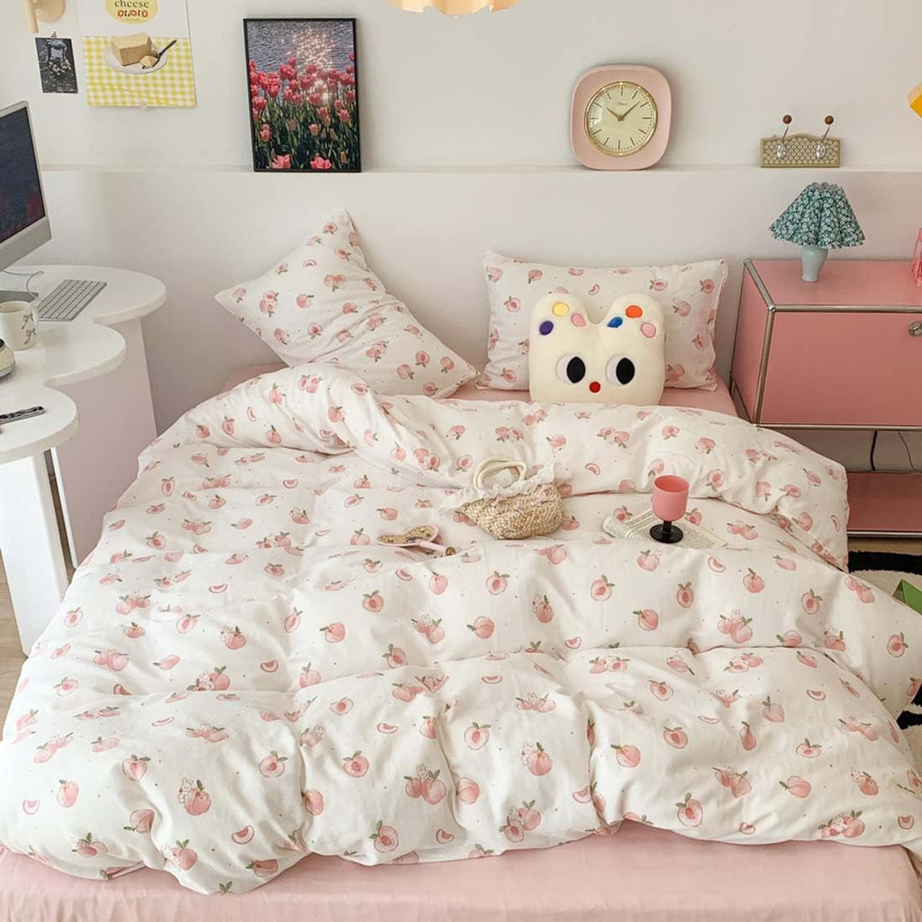 Duvet Cover Printed Bedding Set 3Pcs Girls Kawaii Pattern Comforter Cover with Zipper Closure Soft Breathable Microfiber