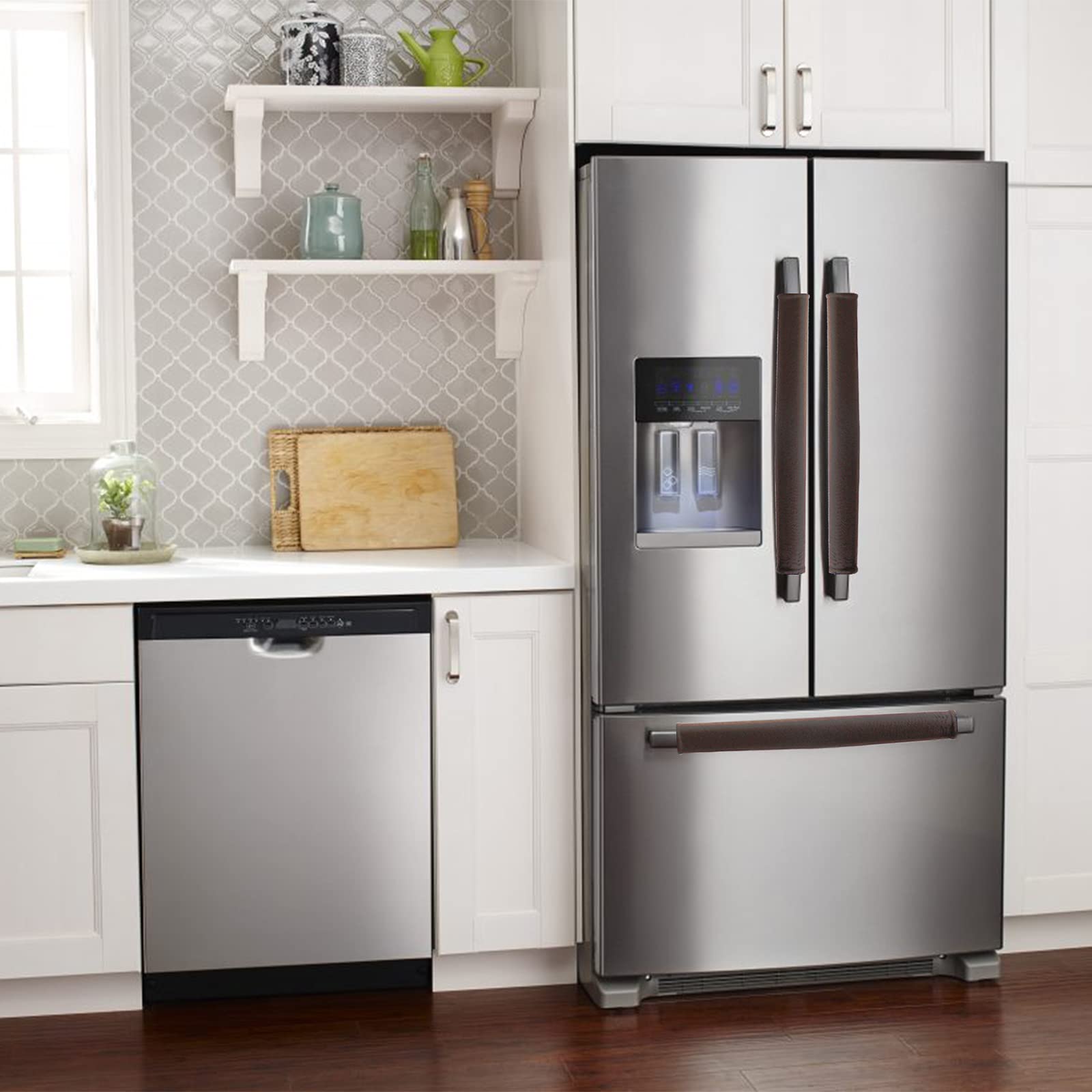 Refrigerator Door Handle Covers Kitchen Decor Keep Appliance Clean Anti-Static Stains for Fridge Dishwashers Velvet 3PCS