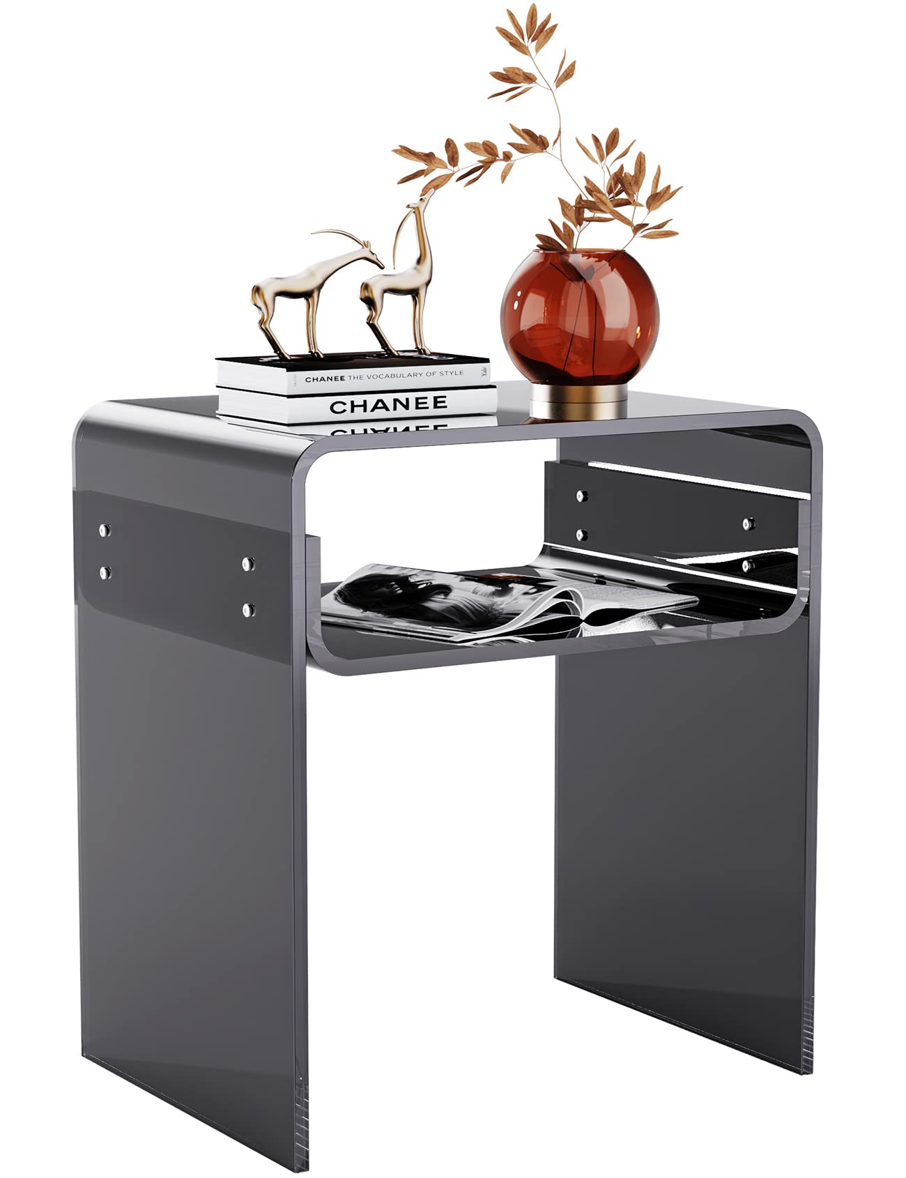 Clear Acrylic End Table 2-Tier Bedside nightstand