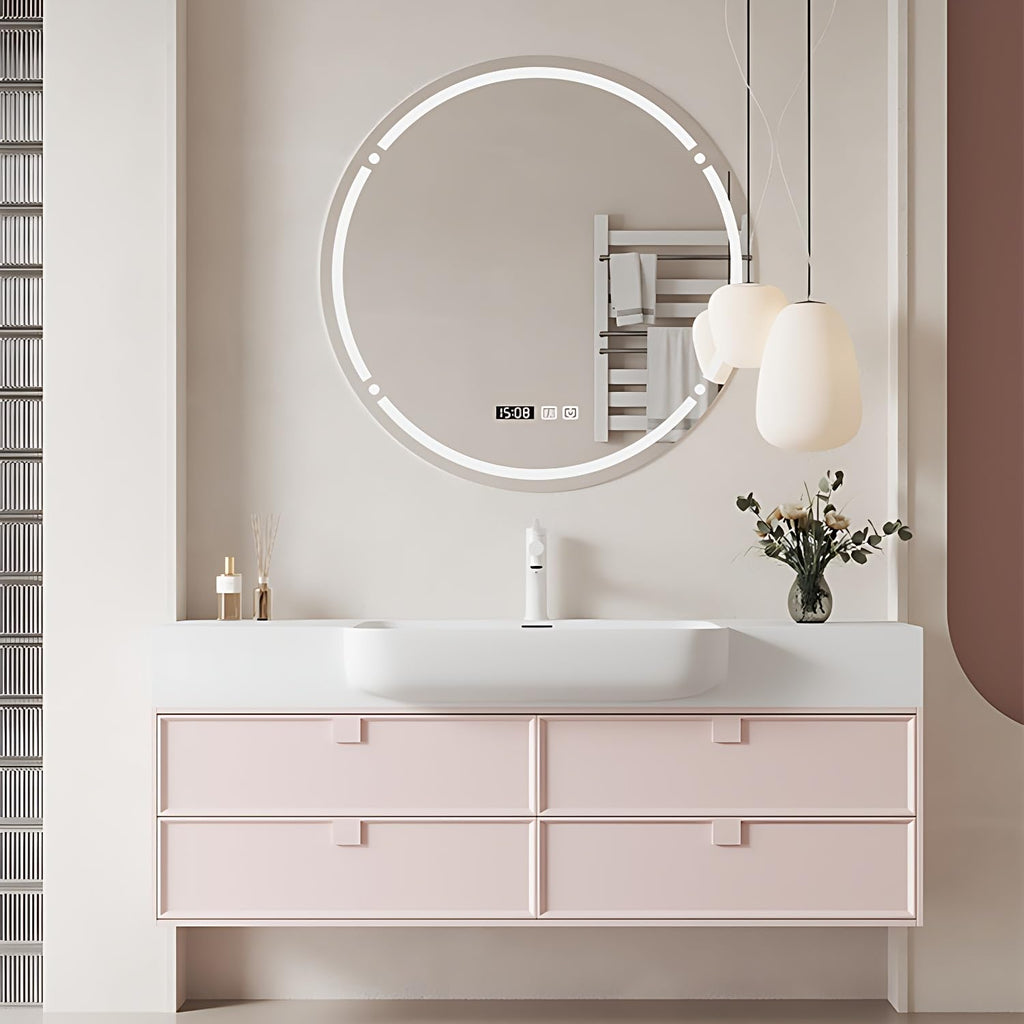 Elevated Bathroom Vanity with Sink & Smart Defogging Mirror, Floating Bathroom Vanity for Small Space, Solid Wood Material