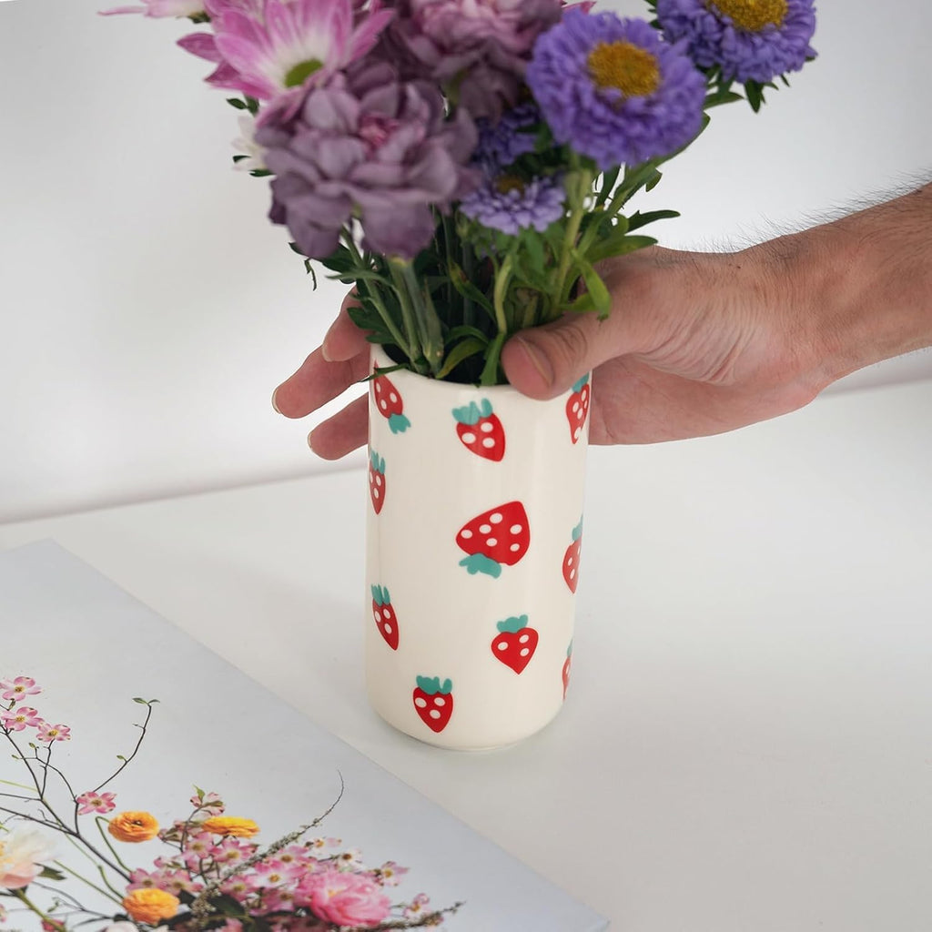 Ceramic Vase-Unique Aesthetic Design for Funky Flower Decor-Perfect Summer Fruit Theme