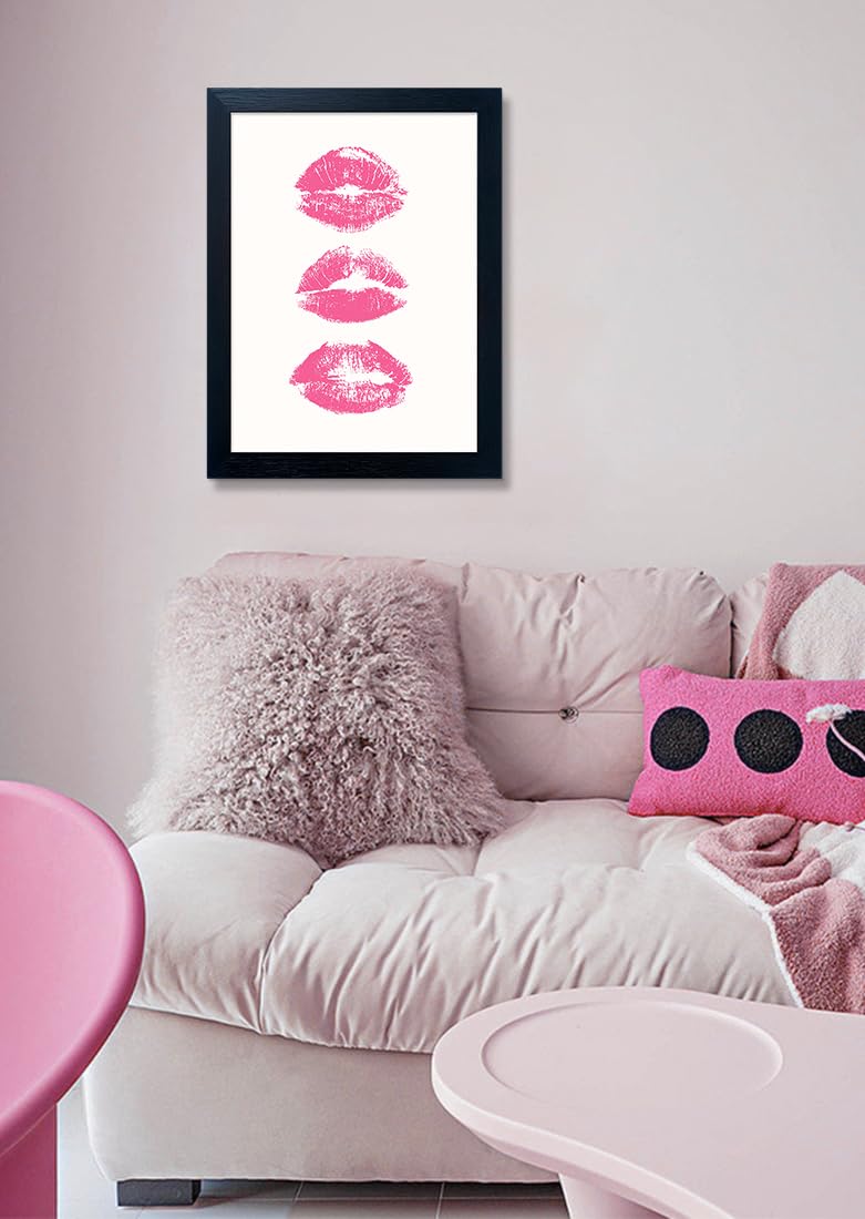 Pink Makeup Room Wall Art Fashion Canvas Wall Art Beauty Room Decor Art Pink Lips Canvas Artwork Trendy Girly Wall Art Women Bedroom Bathroom Decor Print