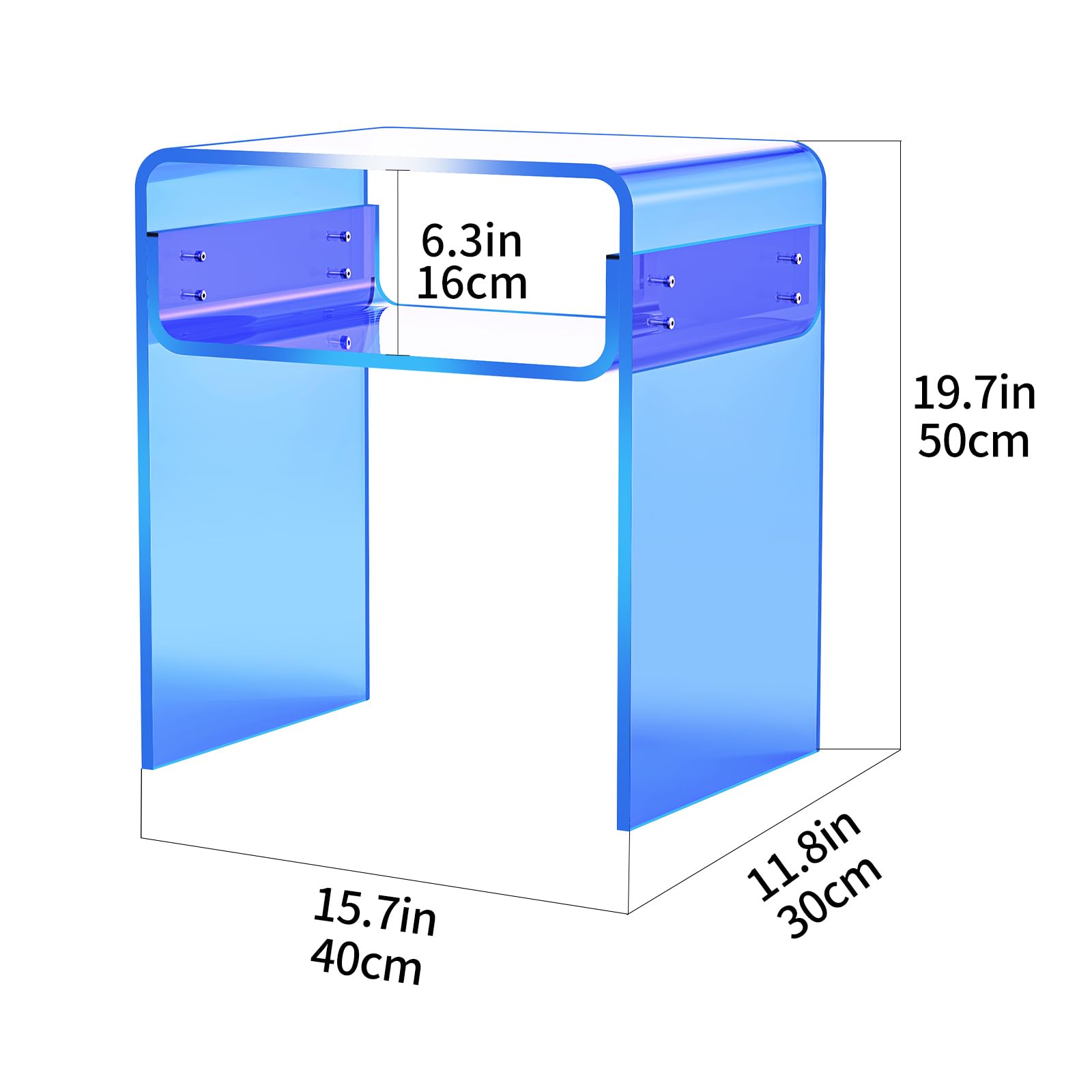 Clear Acrylic End Table 2-Tier Bedside nightstand