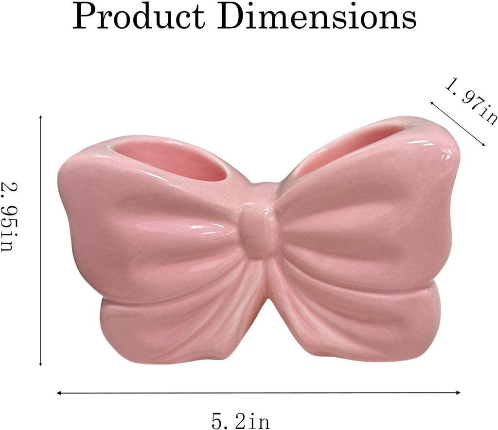 Toothbrush Holders for Bathrooms, Cute Ceramic Toothbrush Organizer and Toothpaste Holder/Toothbrush Stand Bow Pink Toothbrush Holder
