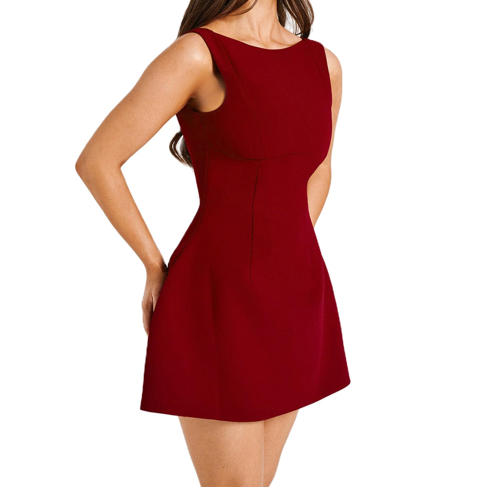 Women Sexy Backless Mini Dress Sleeveless Open Back A Line Tank Dress