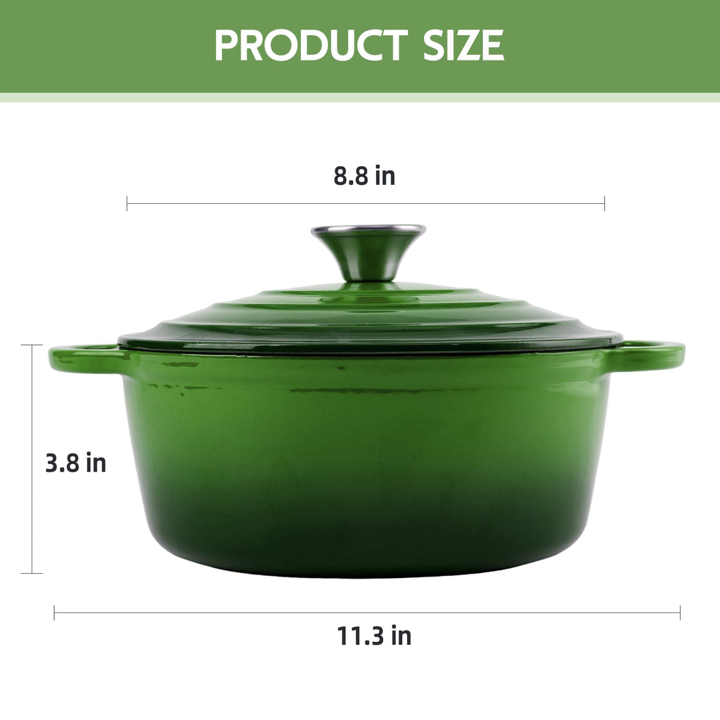 Enameled Cast Iron Dutch Oven with Lid - Big Dual Handles - Round Pot for Versatile Cooking 6 Quart