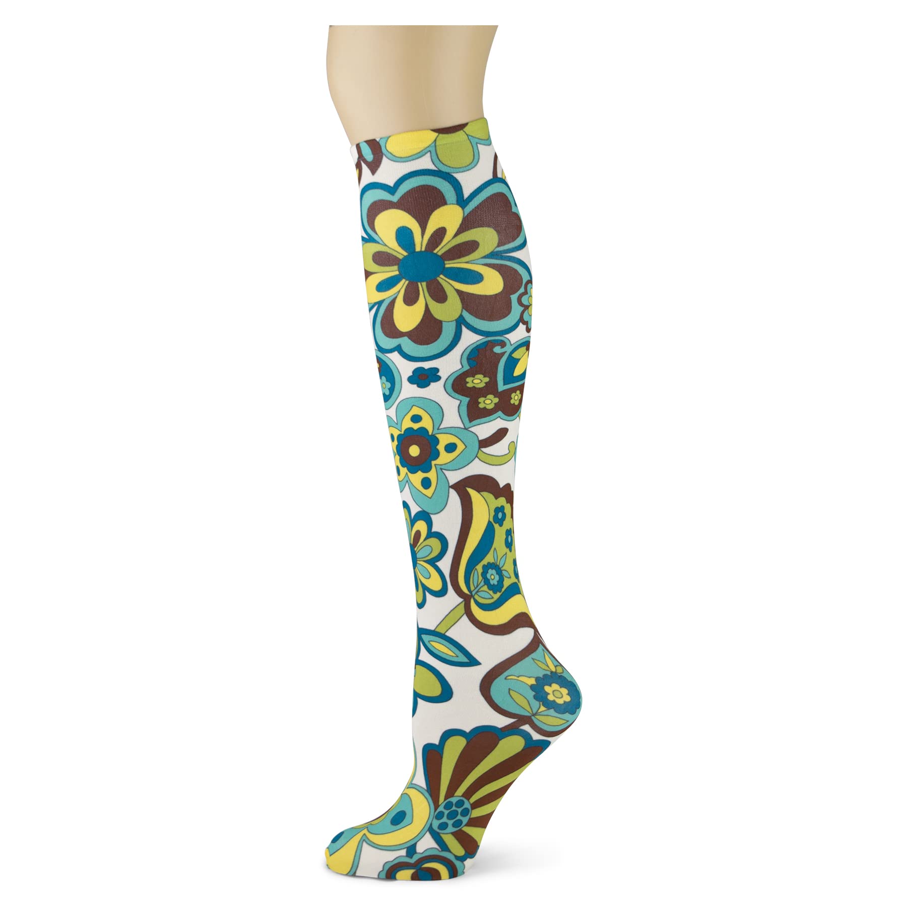 Women's 3 Pairs Knee High Trouser Socks, Classy and Colorful Printed Patterns, Silky Smooth Material