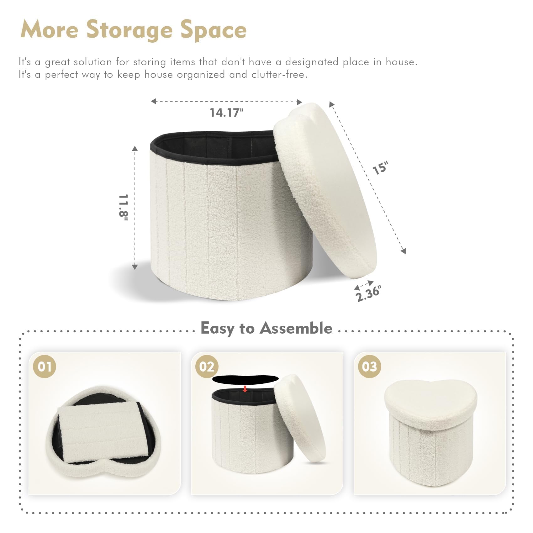 Flower-Shaped Storage Ottoman â€?Boucle Footstool & Seat for Living Room & Dorm