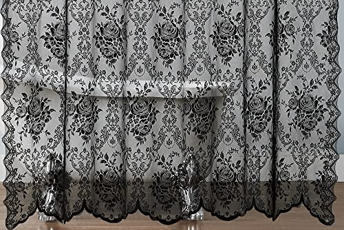 Luxury Lace Small Shower Curtain - Lace Shower Curtain with Attached Valance & Tassels
