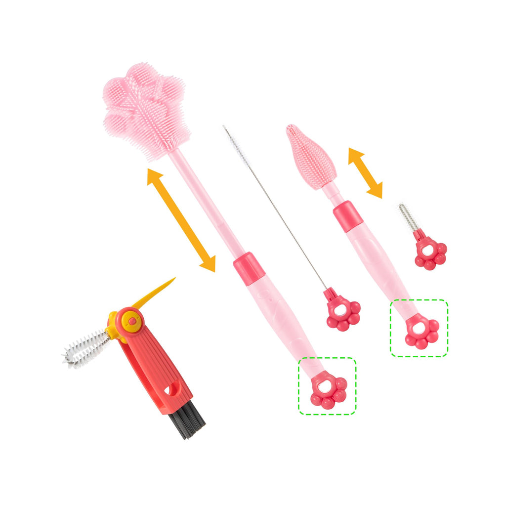 Silicone Bottle and Pot Brush Cleaner, Adjustable Handle Length (10.5-13.8in)