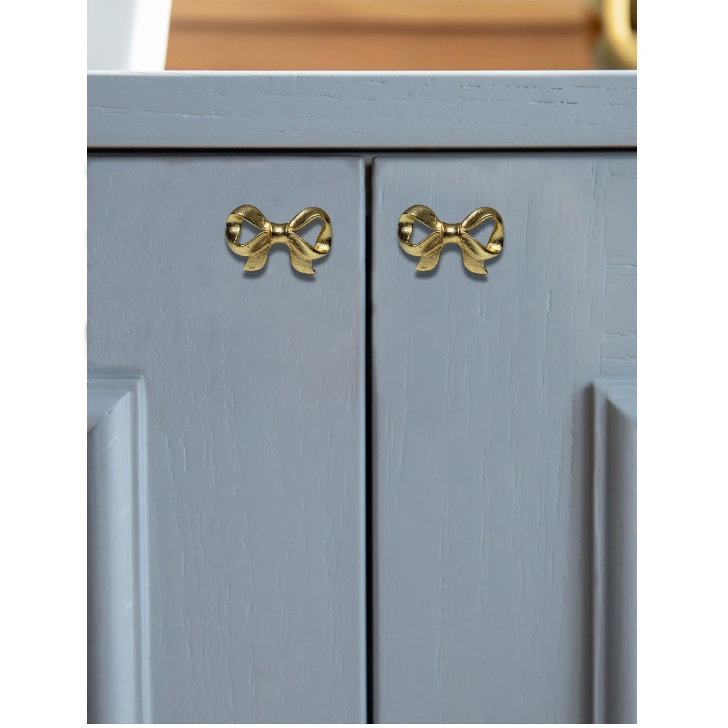 Set of 6 Metal Door Knobs - Decorative Door Knobs Bow Tie Handle with Screw | Cupboard Drawer Wardrobe Pulls (2.25" x 1.25" x 1.1") Gold