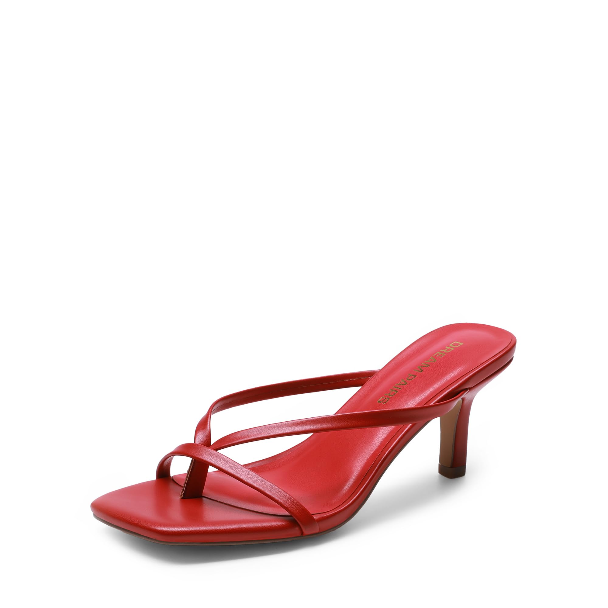 Women Sexy Kitten Low Heels Open Square Toe Thong Heeled Sandals