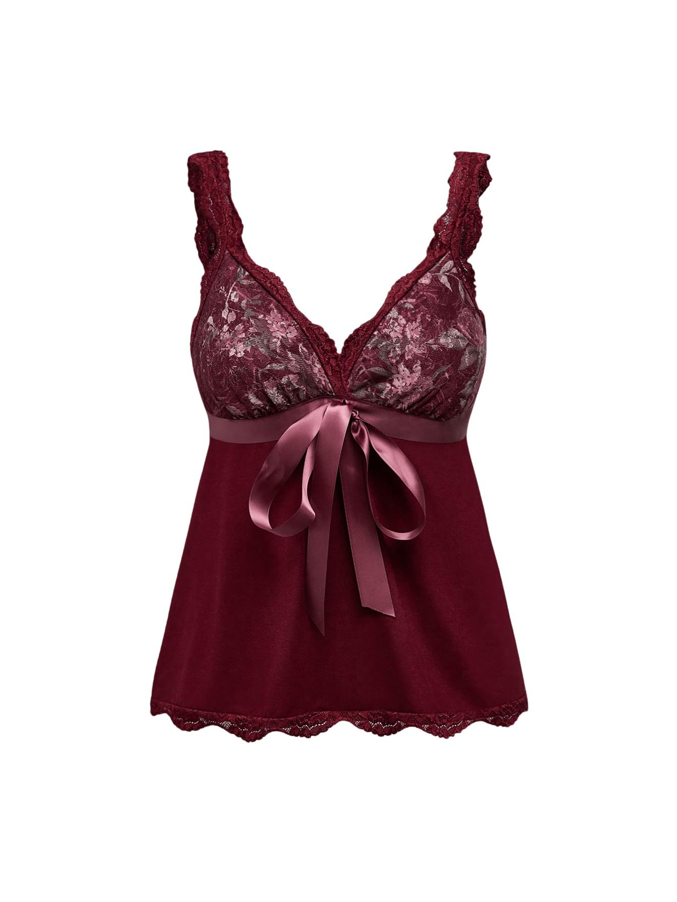 Women's Coquette Tank Tops Y2K Lace Trim Crop Top Bowknot Deep V Neck Sleeveless Camisole Blouse