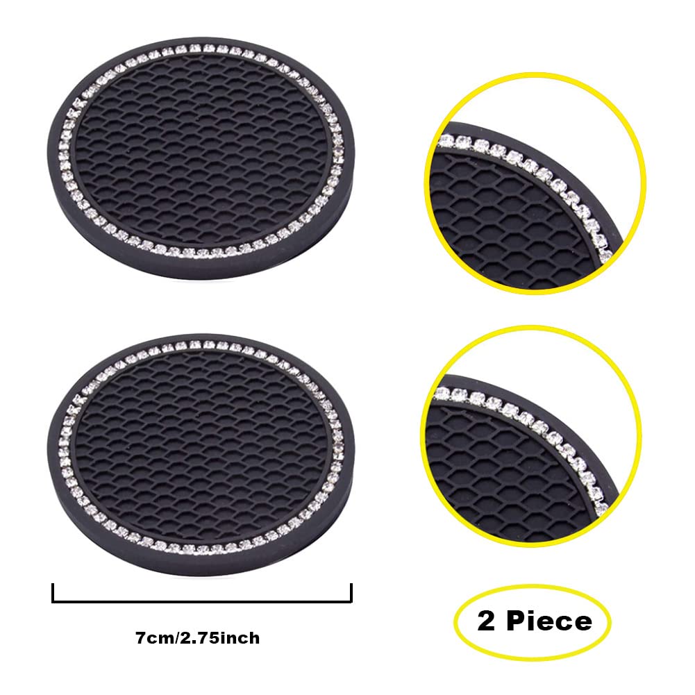 Cute Kitty Cup Holder Coasters, Black Silicone Anti-Slip Car Coasters, Cup Pads for Home Office, Universal 2.75 Inch 2PCS