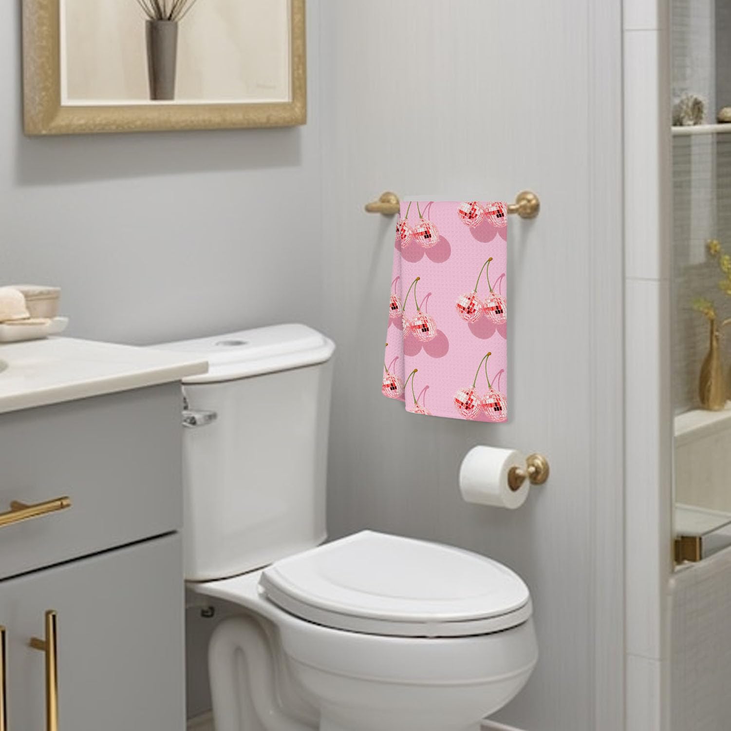 Retro Bathroom Kitchen Decor, Preppy Hand Dish Tea Towels 16×24 Inch