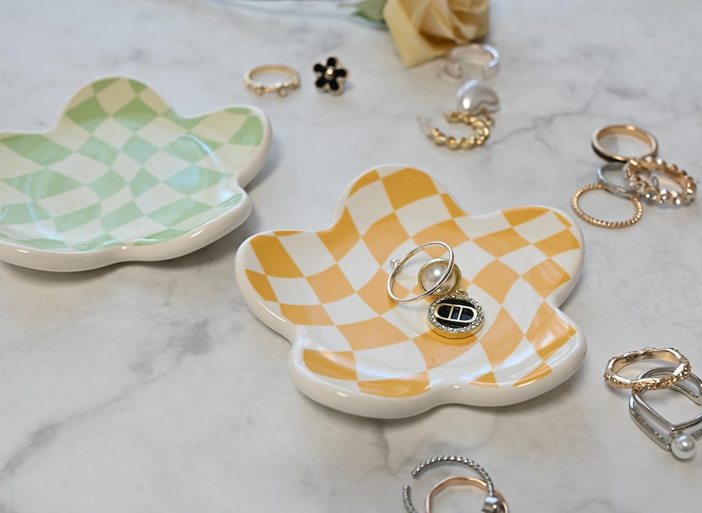 Room Decor Aesthetic Stuff for Teen Girls Gifts Trendy Stuff Pink Roon Decor Aesthetic Room Decor Bedroom Decor Aesthetic Checkered Jewelry Tray