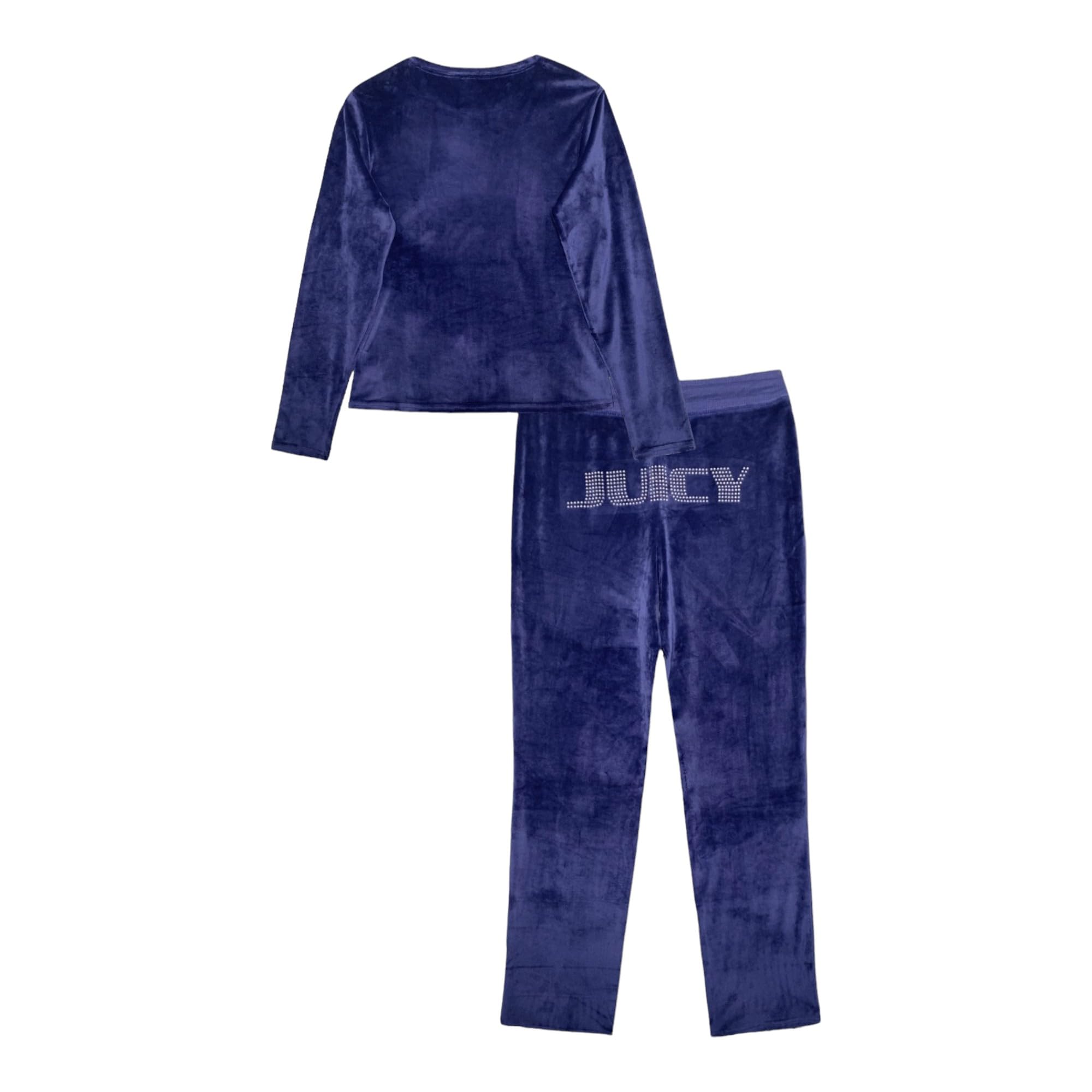 Juicy Couture Women's Velvet Fleece Pajama Set with Long Sleeve Top and Pants