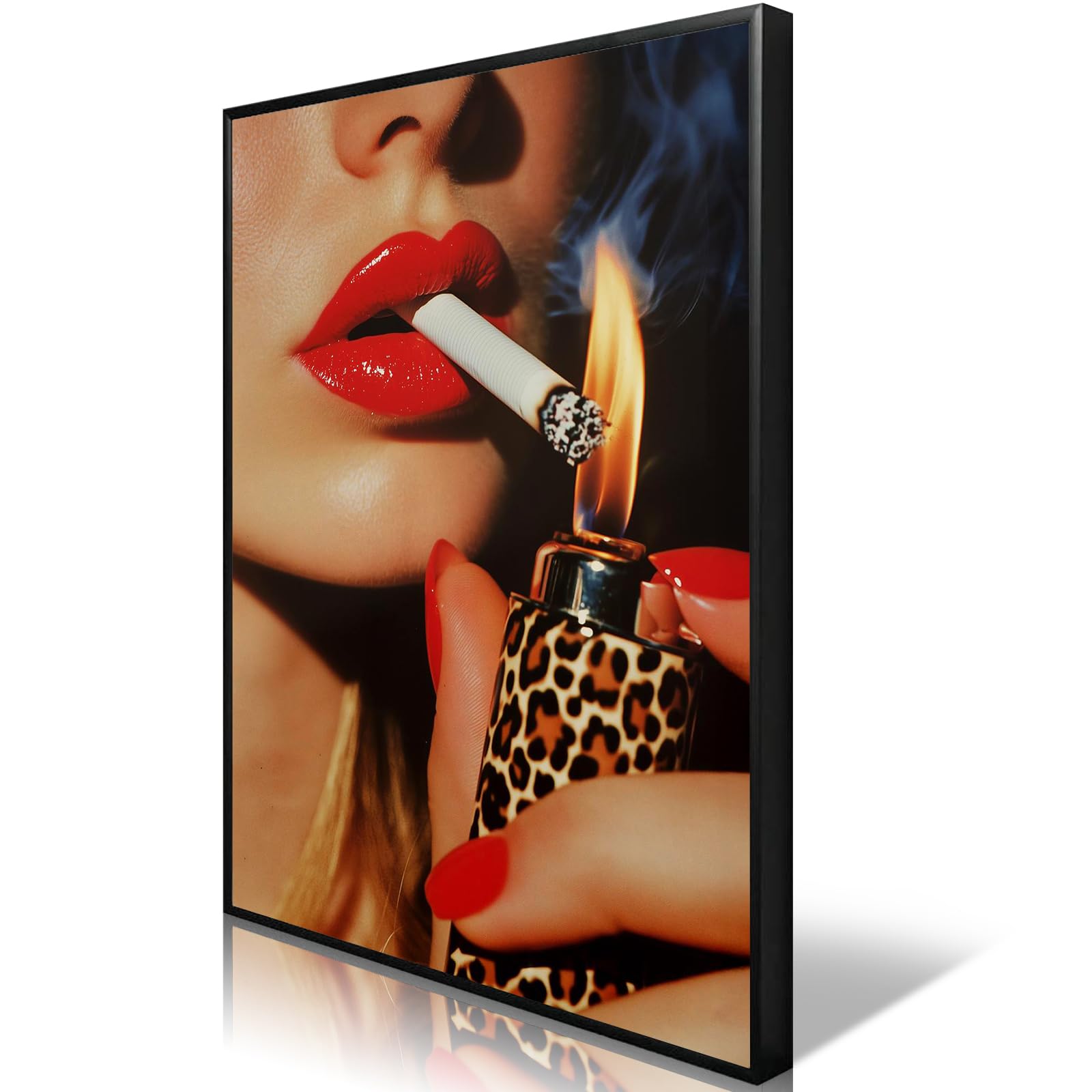 Trendy Cheetah Canvas Wall Art Vintage Leopard Magazine Poster Jungle Wild Animal Portrait Print Funky Red Room Aesthetic