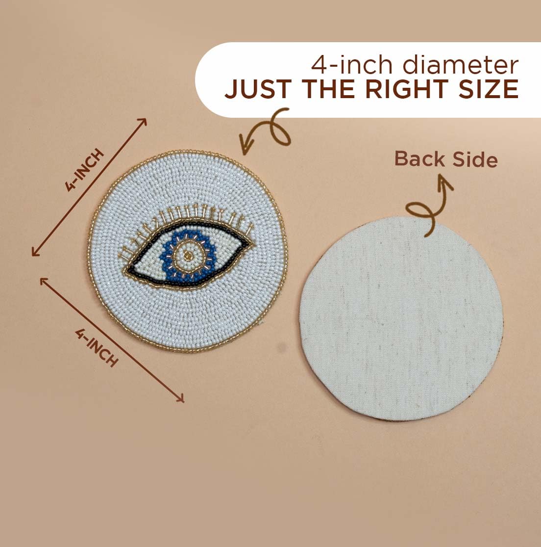 Set of 4 Decorative Coasters for Drinks or Coffee Table â€?Cute Cocktail Coasters, 4" Square Decorative Coaster Set for Table Decorations