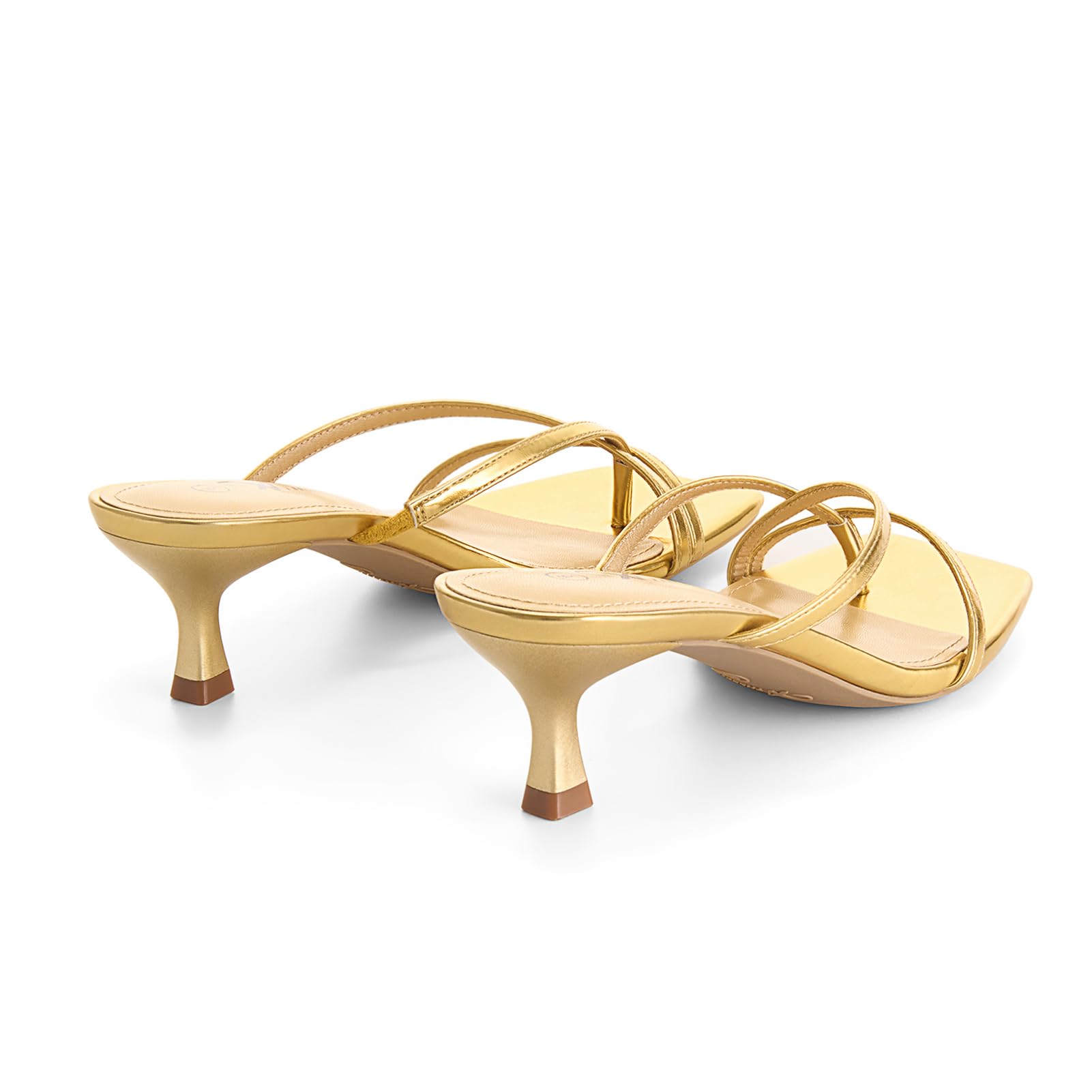 Women's Strappy Kitten Heels Flip Flops Square Open Toe Low Thong Heeled Sandals