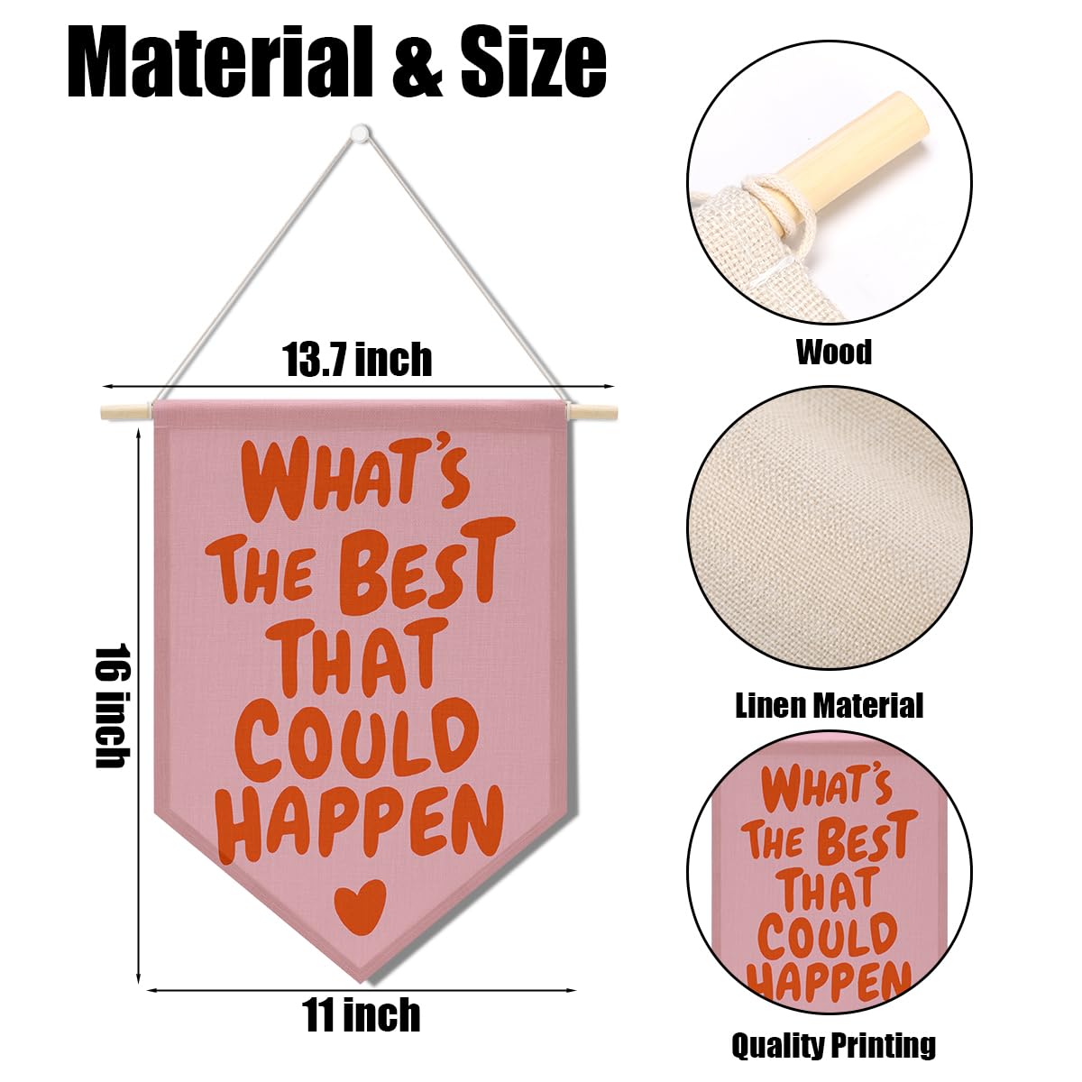 Preppy Positive Affirmations Wall Hanging Pennant Flag â€?Aesthetic Decor for Classroom, Bedroom, or Home