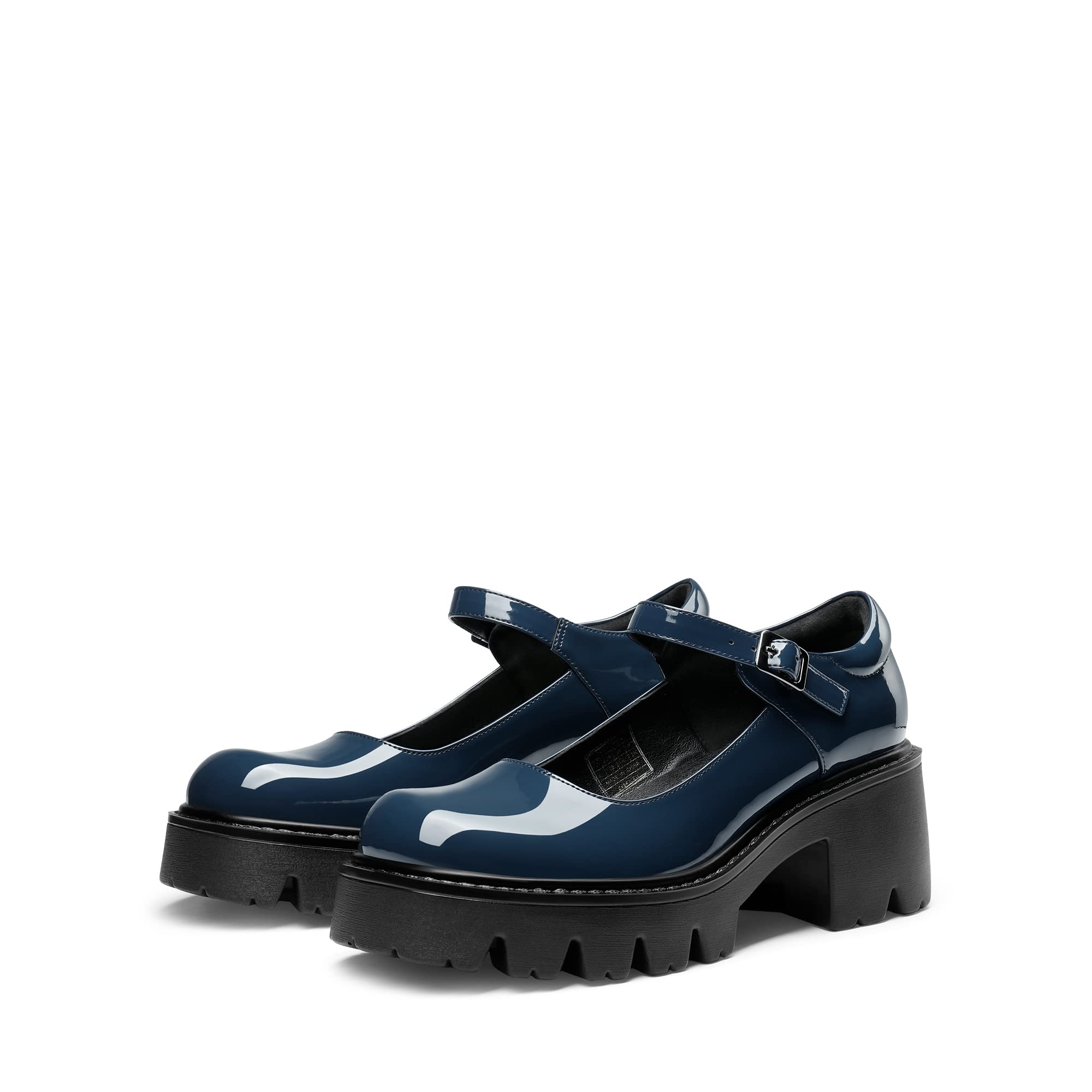 Women's Mary Janes Shoes -  Platform Dress Low Heel Chunky Pumps Round Toe Ankle Strap Pumps Shoes Oxfords