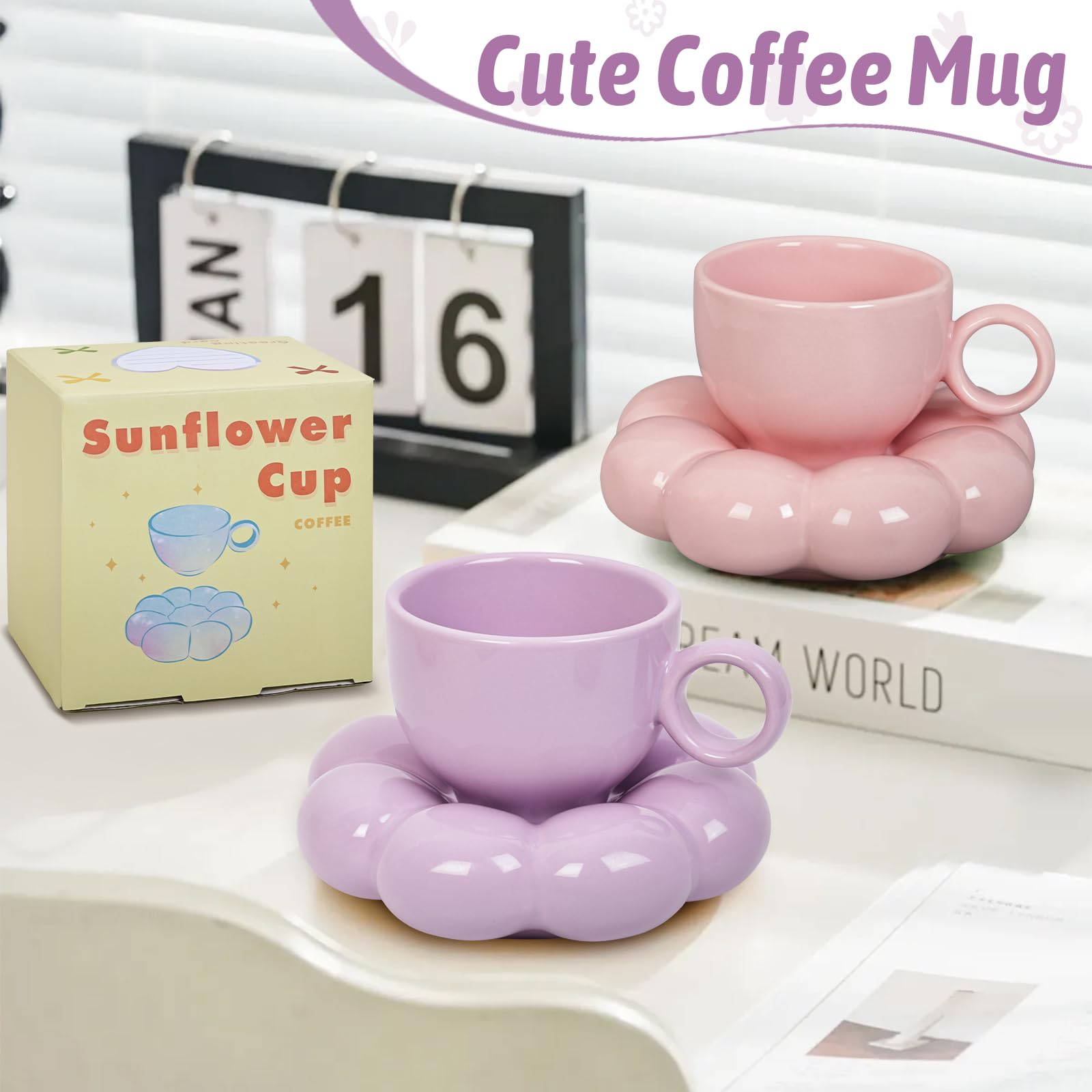 Coffee Mug, Tea Cup and Saucer Set with Spoon  10oz