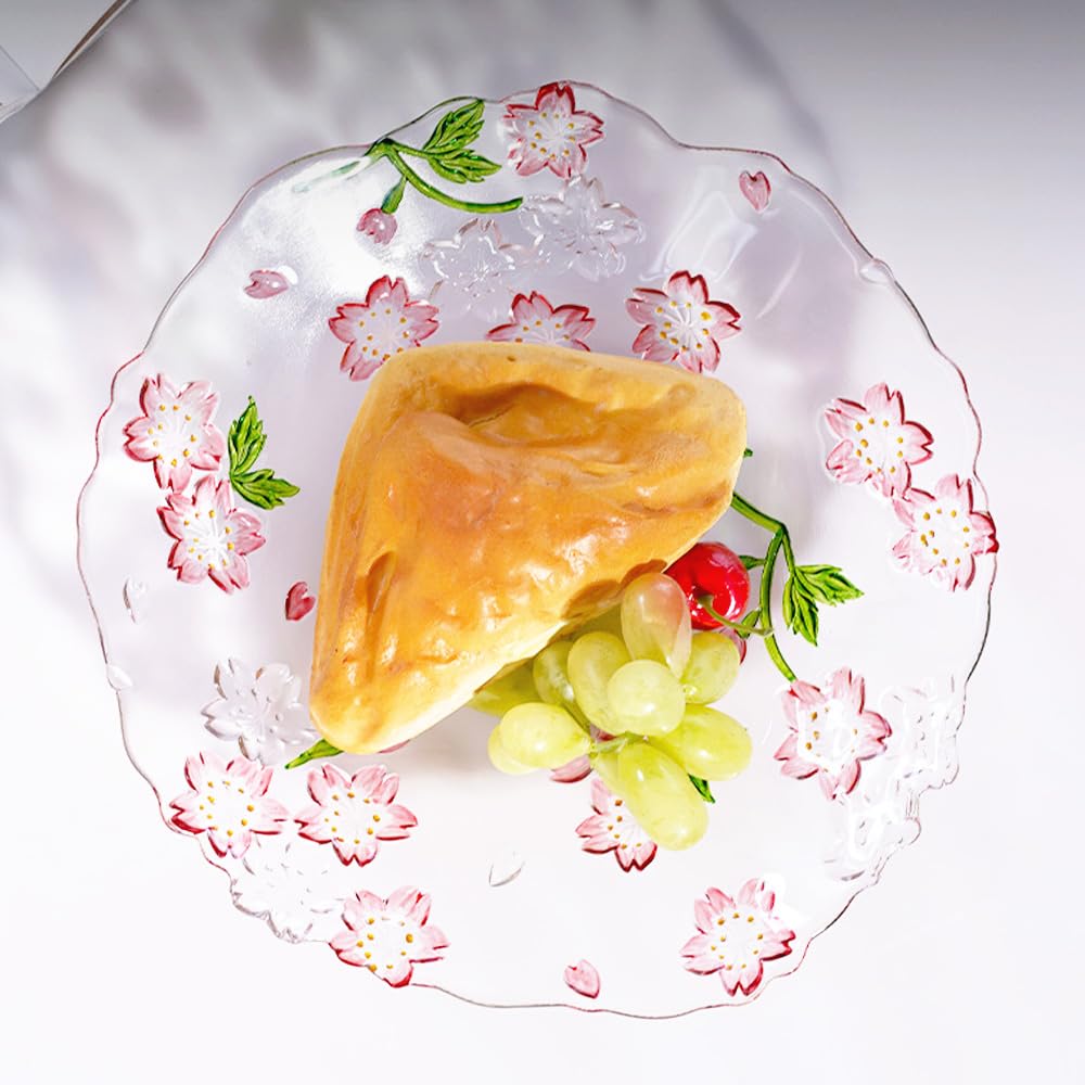 Hand Painted Colorful Glass Fruit Bowl Large Decorative Crystal Pink Bowl 10.2"