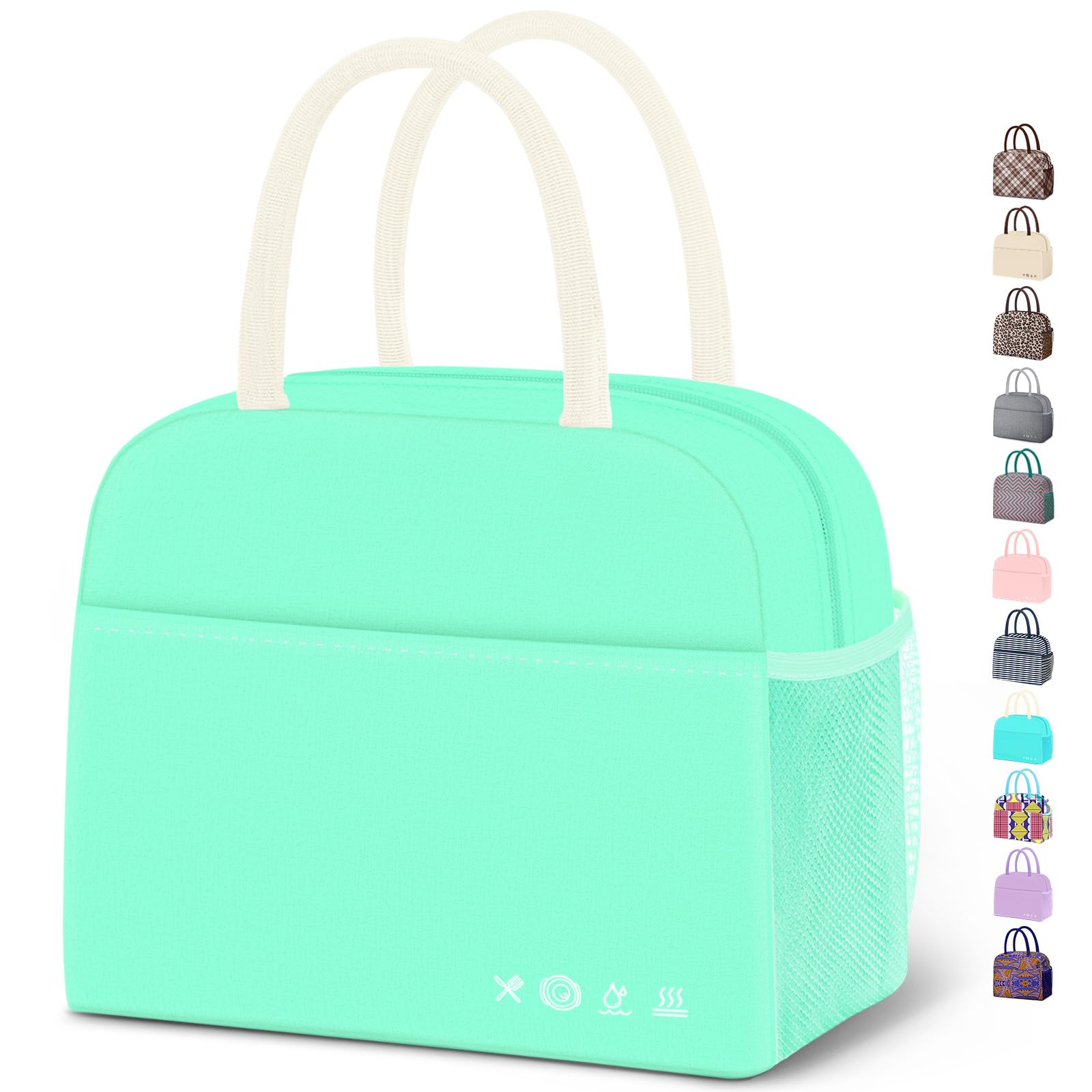 Reusable Insulated Lunch Tote Bag,Leakproof Food Handbags Case High Capacity