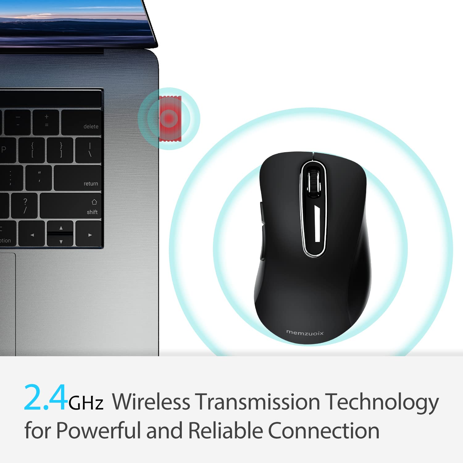 Portable Computer Wireless Mouse for Laptop, PC, Desktop, MacBook, 5 Buttons