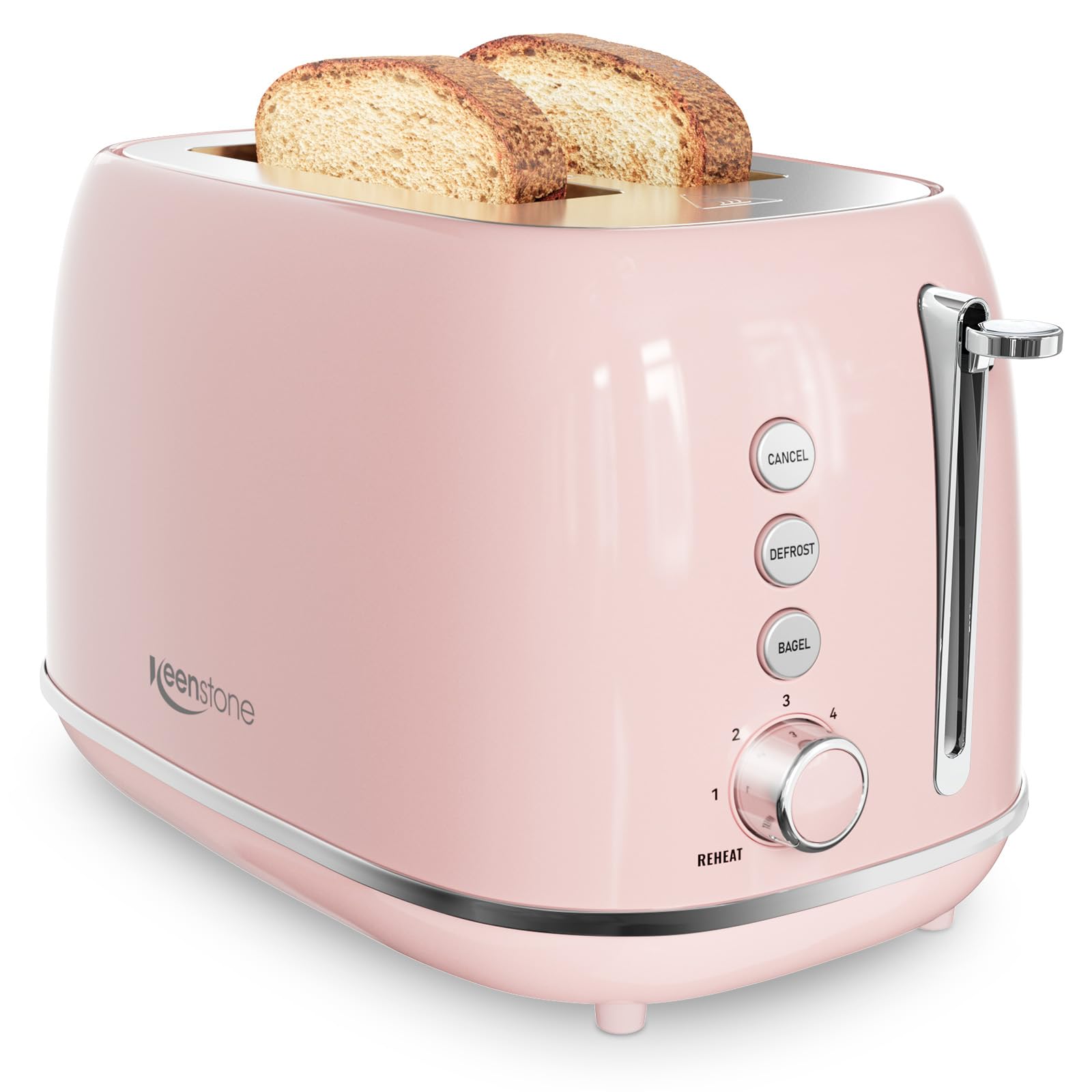 Toaster 2 Slice Stainless Steel with 6 Bread Shade Settings, Retro Toaster with Extra Wide Slot