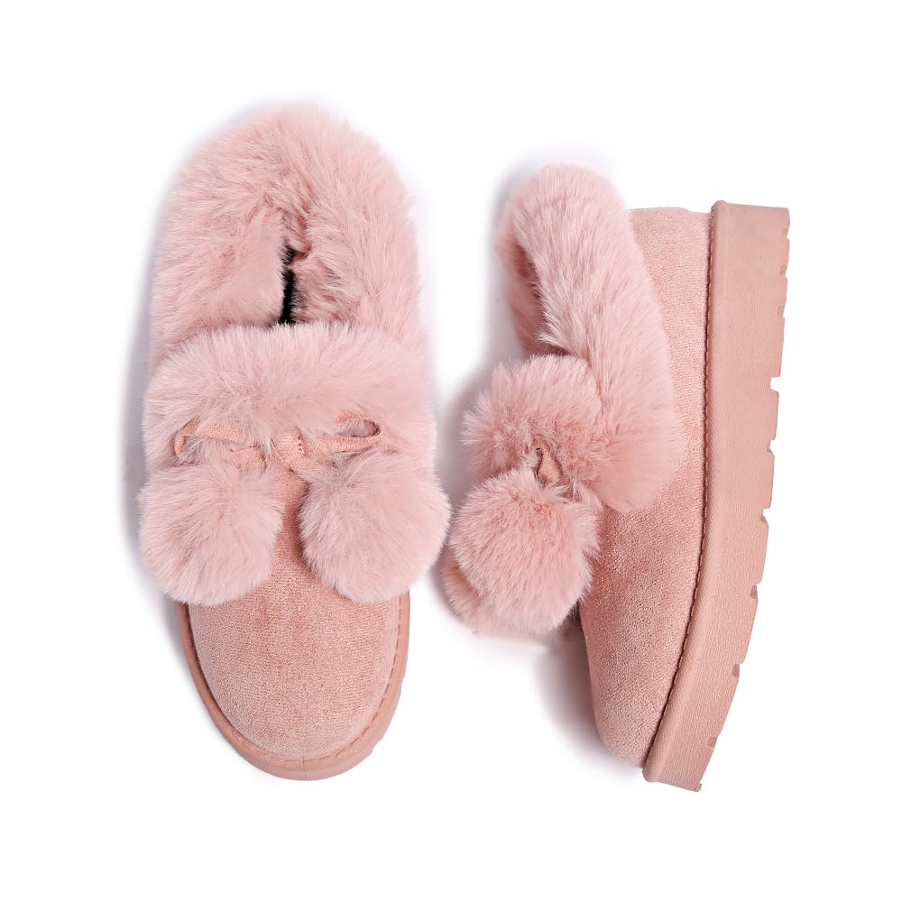 Women's Slippers Platform Boots - Suede Leather Slip-on