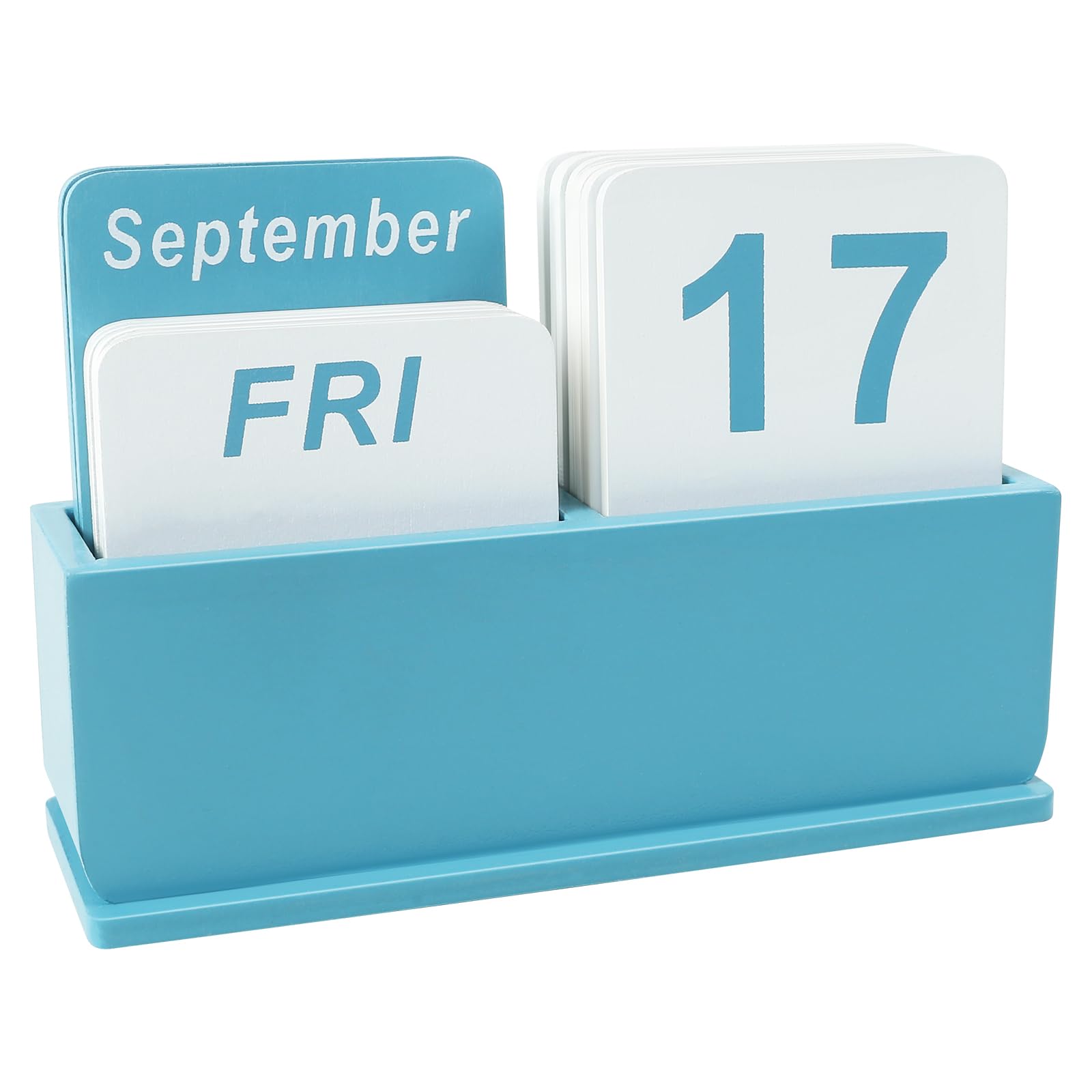 Wooden Block Perpetual Calendar for Desk, Daily Desktop Standing Flip Calendar with Large Display