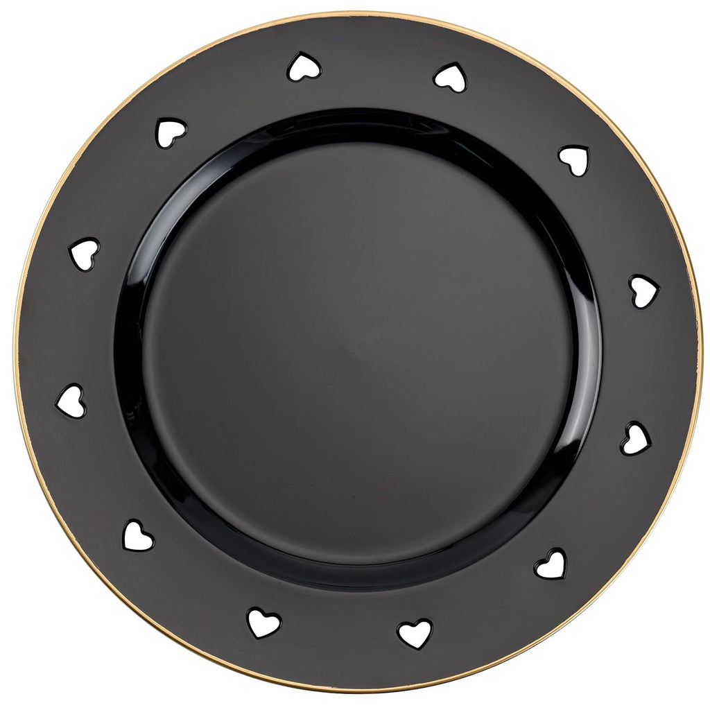 Round 13" Pink Charger Plates, Heart Hollow Chargers for Dinner Plates with Golden Border