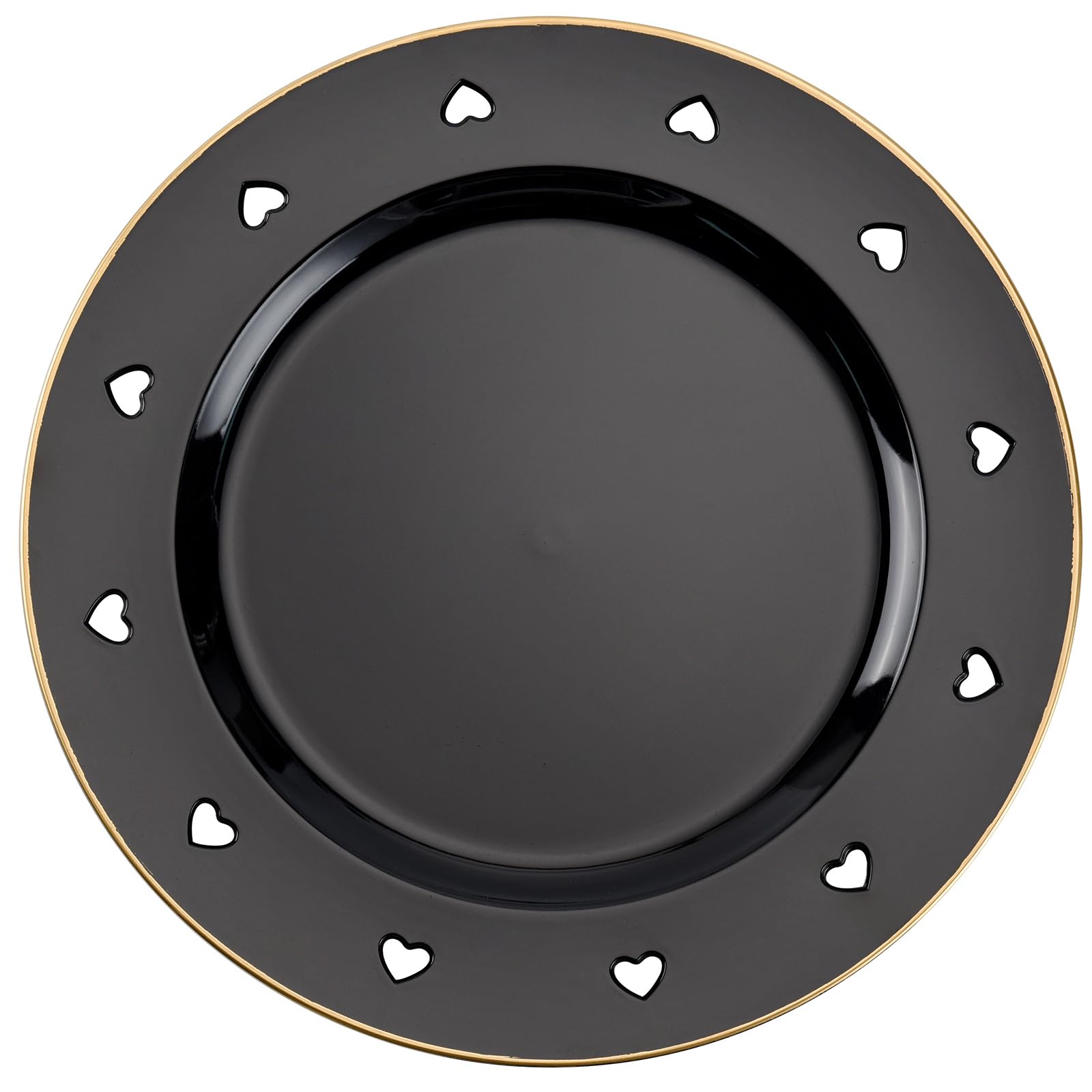 Round 13" Pink Charger Plates, Heart Hollow Chargers for Dinner Plates with Golden Border