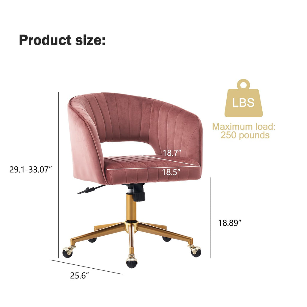 Vanity Velvet Chair, Upholstered Chairs with Adjustable Swivel Wheels