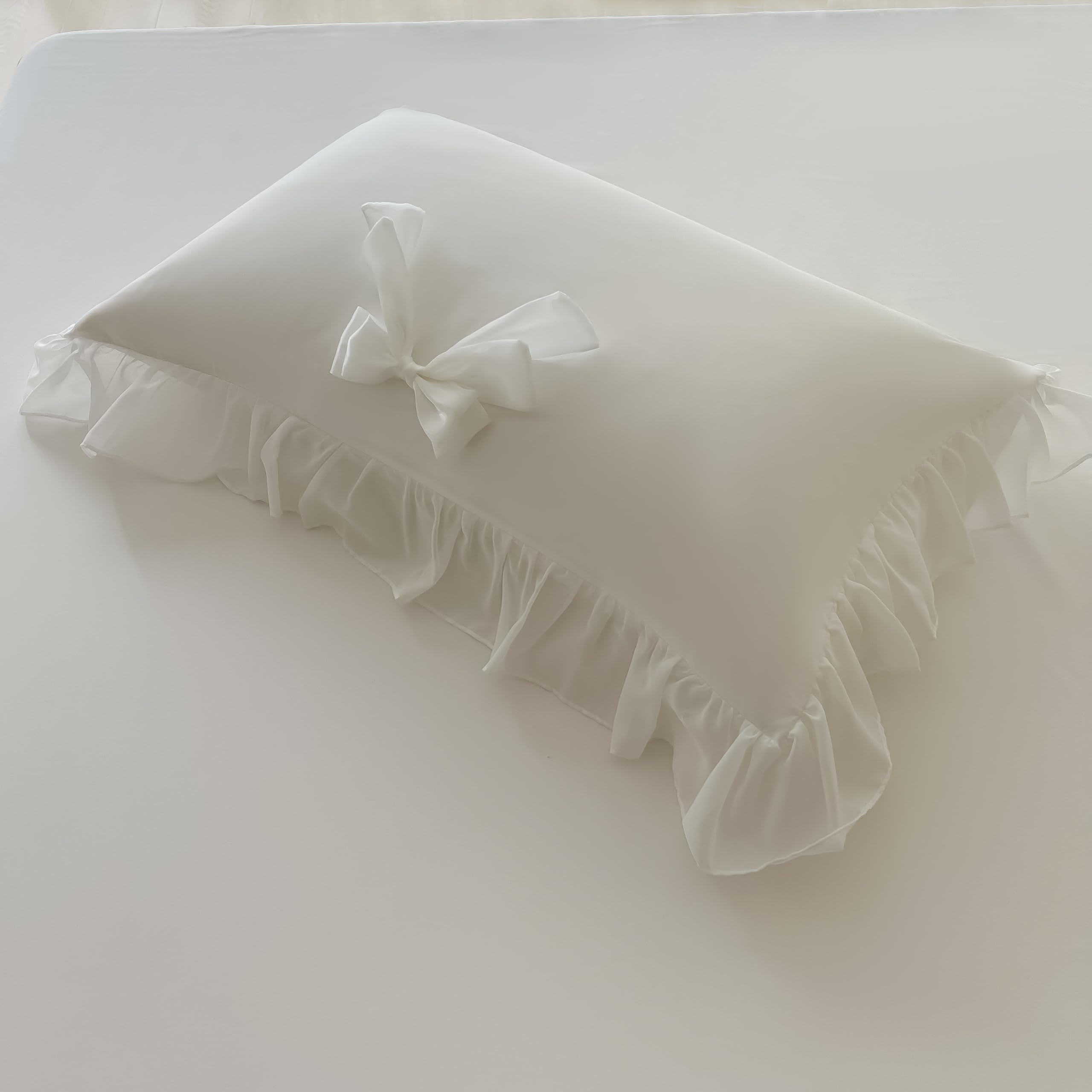 Girls Lace Bedding,Queen Comforter Cover Set, Chic Ruffled Duvet Cover with Lovely Bow,Princess Style 1 Duvet Cover with 2 Pillowcases, No Comforter-Hot Pink,Full Size