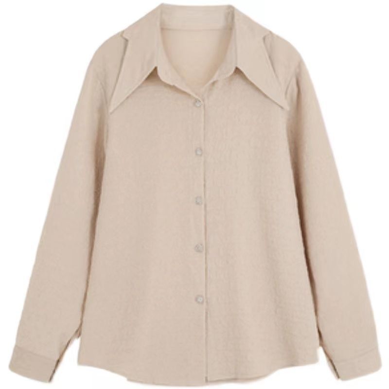 Pointed Collar Shirt Chiffon Design Loose Bandage Dress White Base Shirt