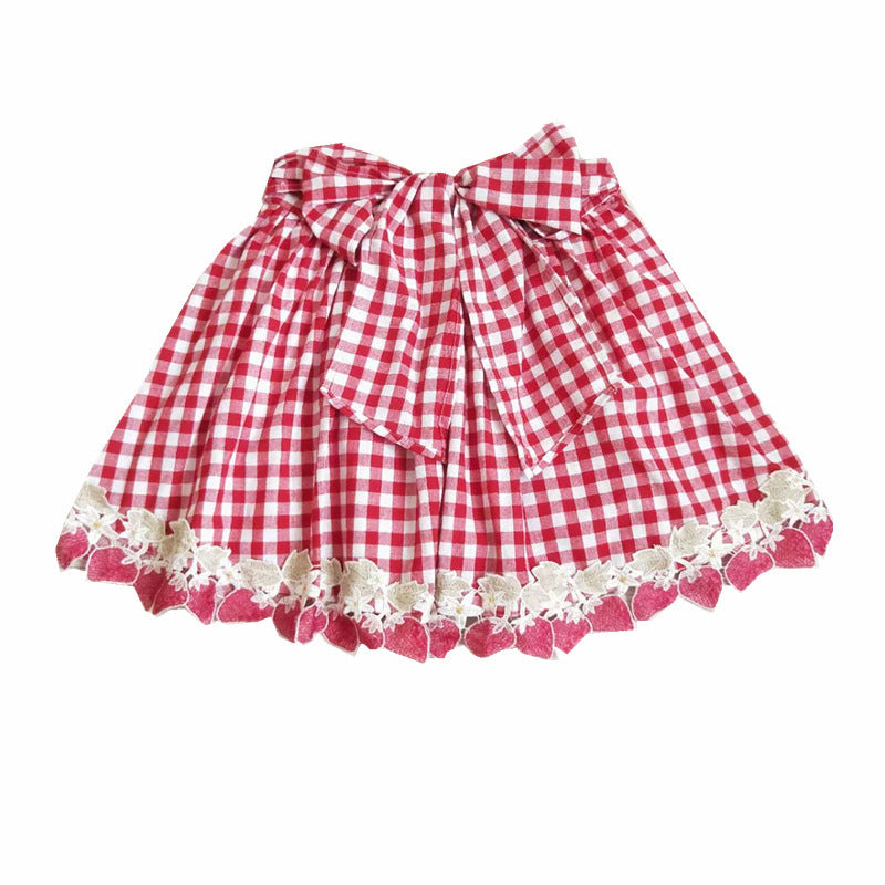 Ladies Red Plaid Bow Skirt