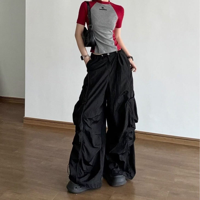 Retro Design Lightweight Breathable Overalls High Waist Loose