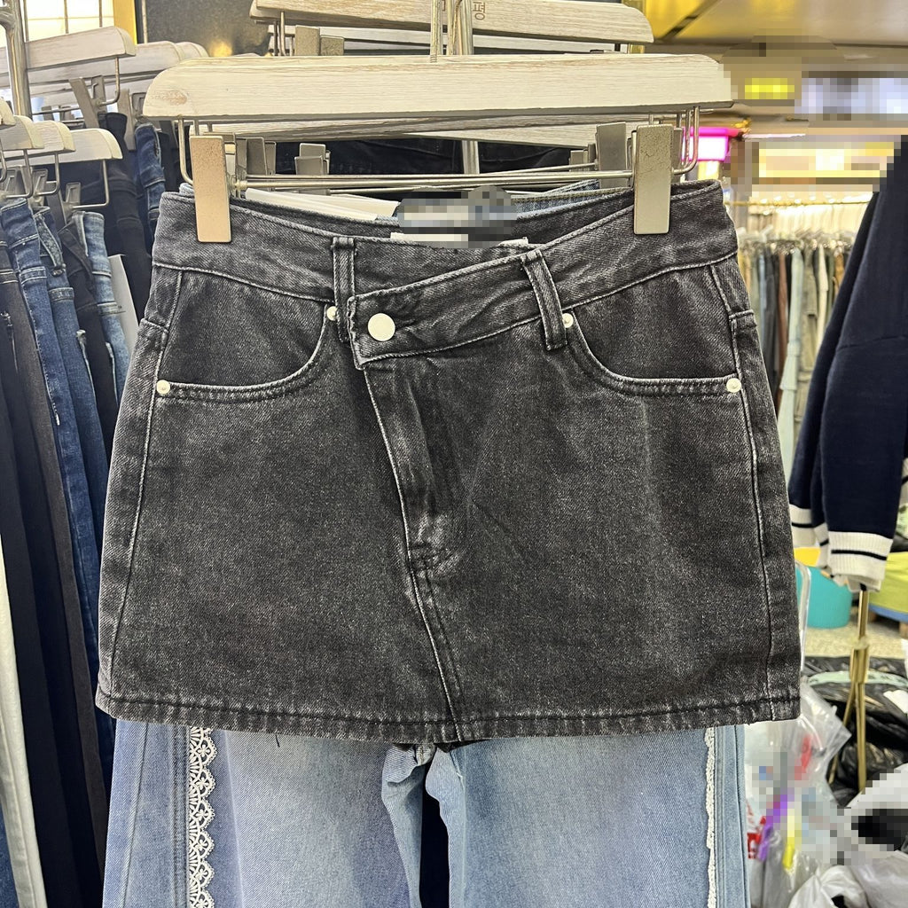 Slim Fit Slimming Versatile High Waist Simple Hot Girl Denim Skirt