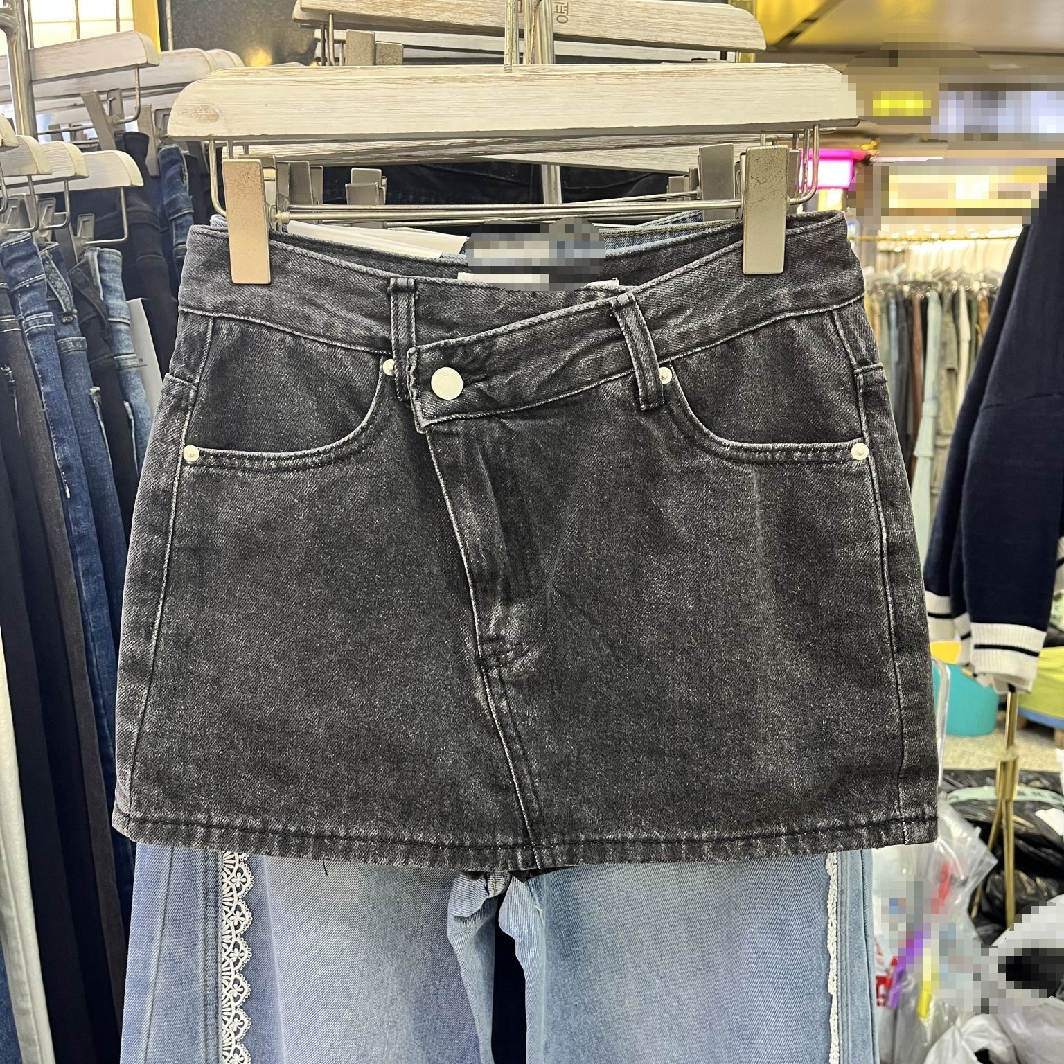 Slim Fit Slimming Versatile High Waist Simple Hot Girl Denim Skirt