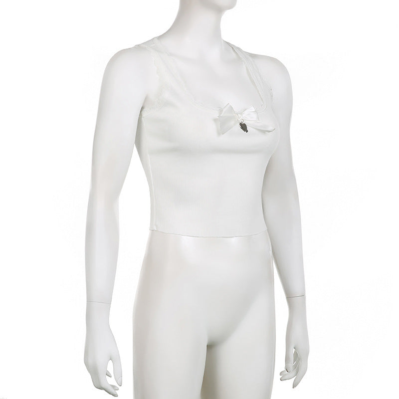 Women's Vintage Lace Bow Metal Top