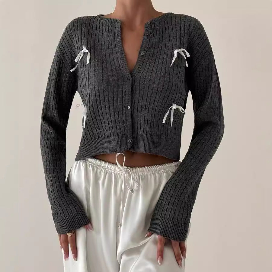 Bow Design Blouse Women's Clothing