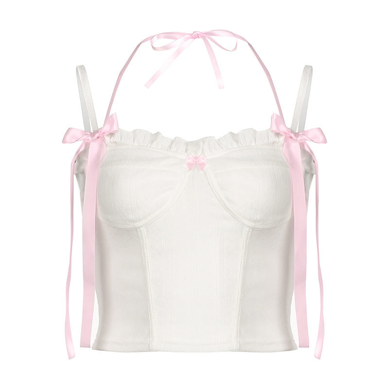 Ladies Bow Lace Patchwork Easy Matching Top